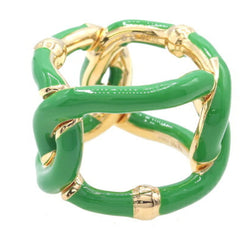 Bottega Veneta Paraquito Ring 666044, Gold, SV, Sterling Silver 925, Enamel, Green, Women's — Like New