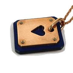 HERMES Heart Chain As de Coeur PM Pendant Necklace, Leather, Metal, Women's, Black — Like New
