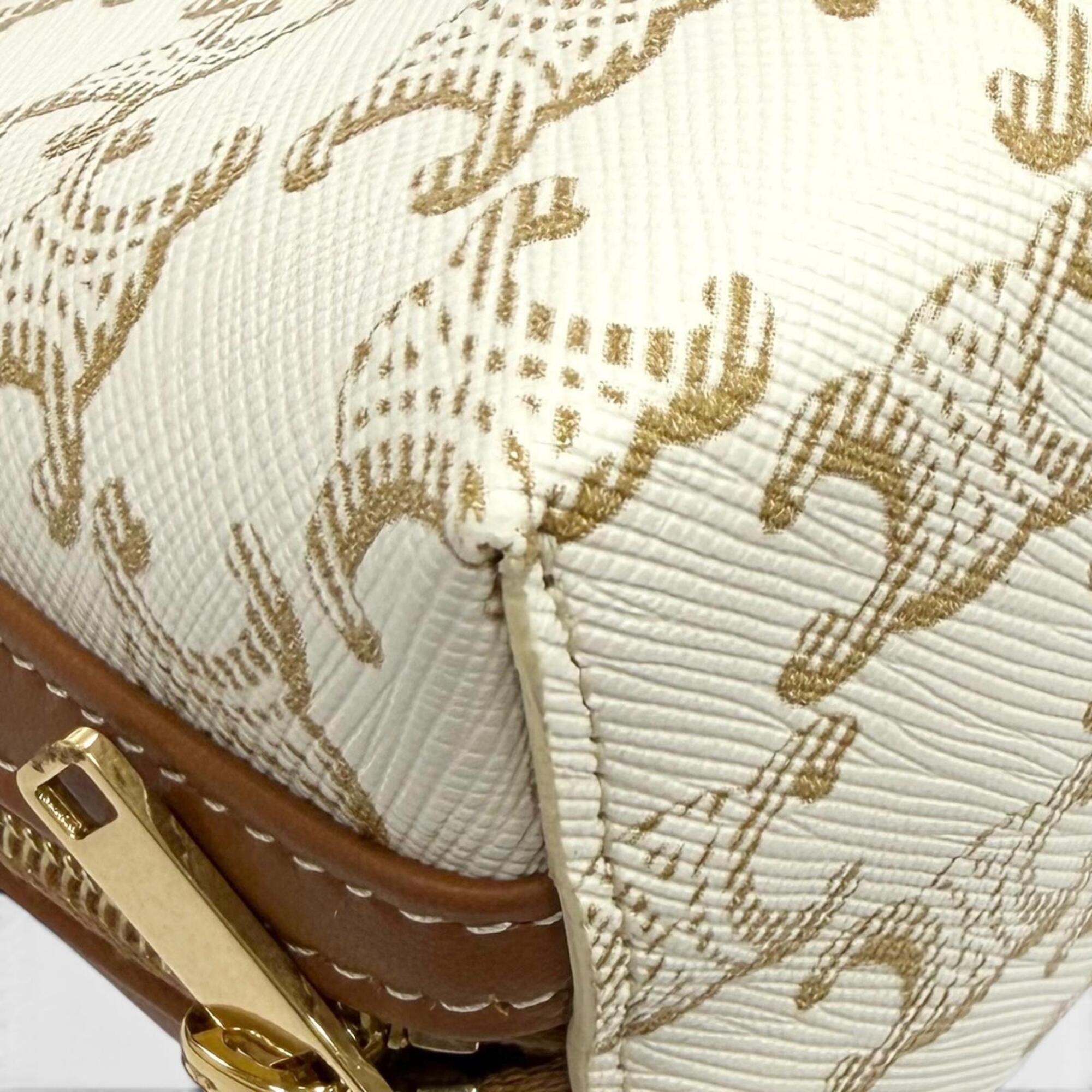 CELINE 10E382CBX Triomphe Canvas Logo Chain Clutch Bag Shoulder Off-White Brown Made in Italy Women's Comes with Box and Dust — Like New
