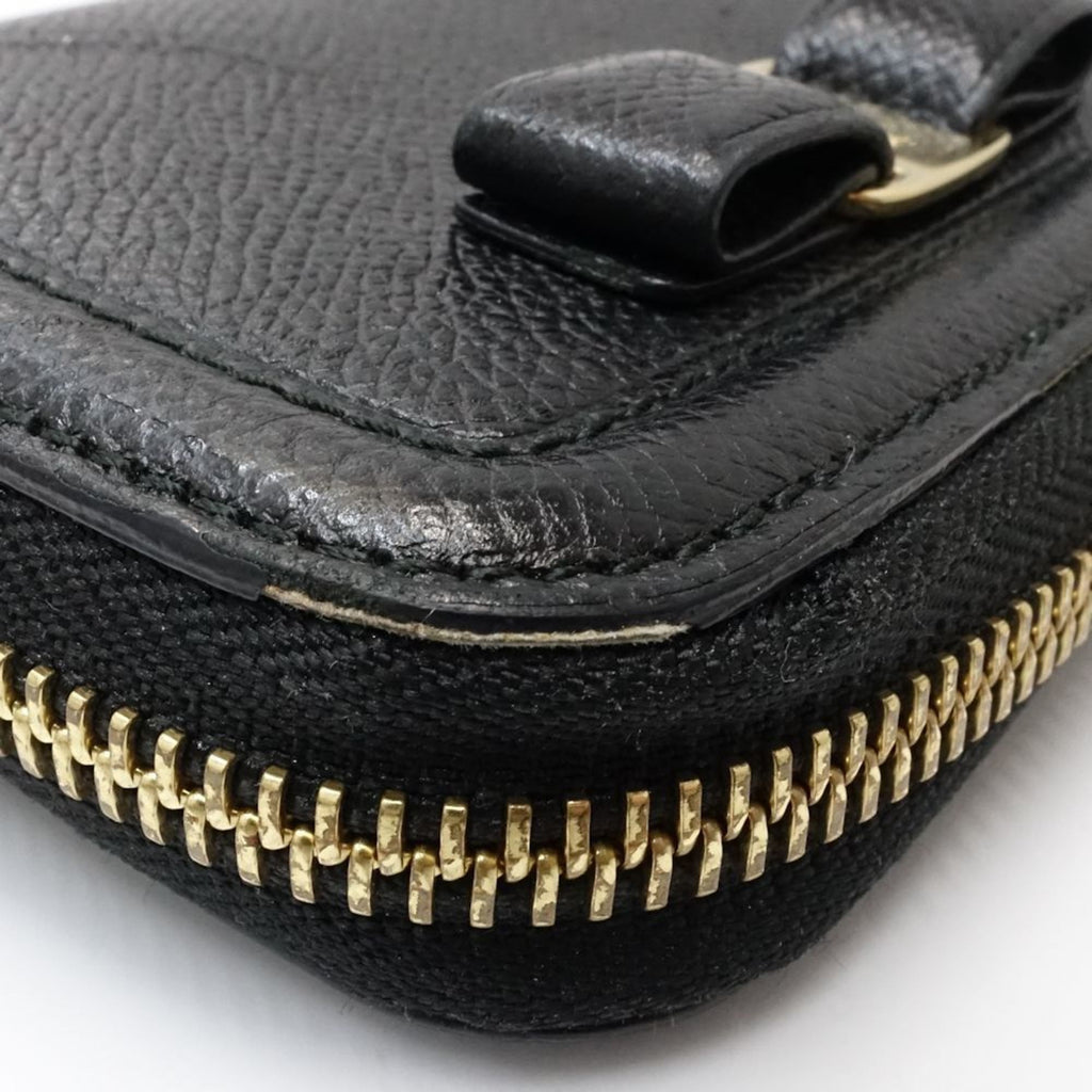 Salvatore Ferragamo Fiocco Vara Small Zip-Around Wallet in Black Leather, Women's, 181910