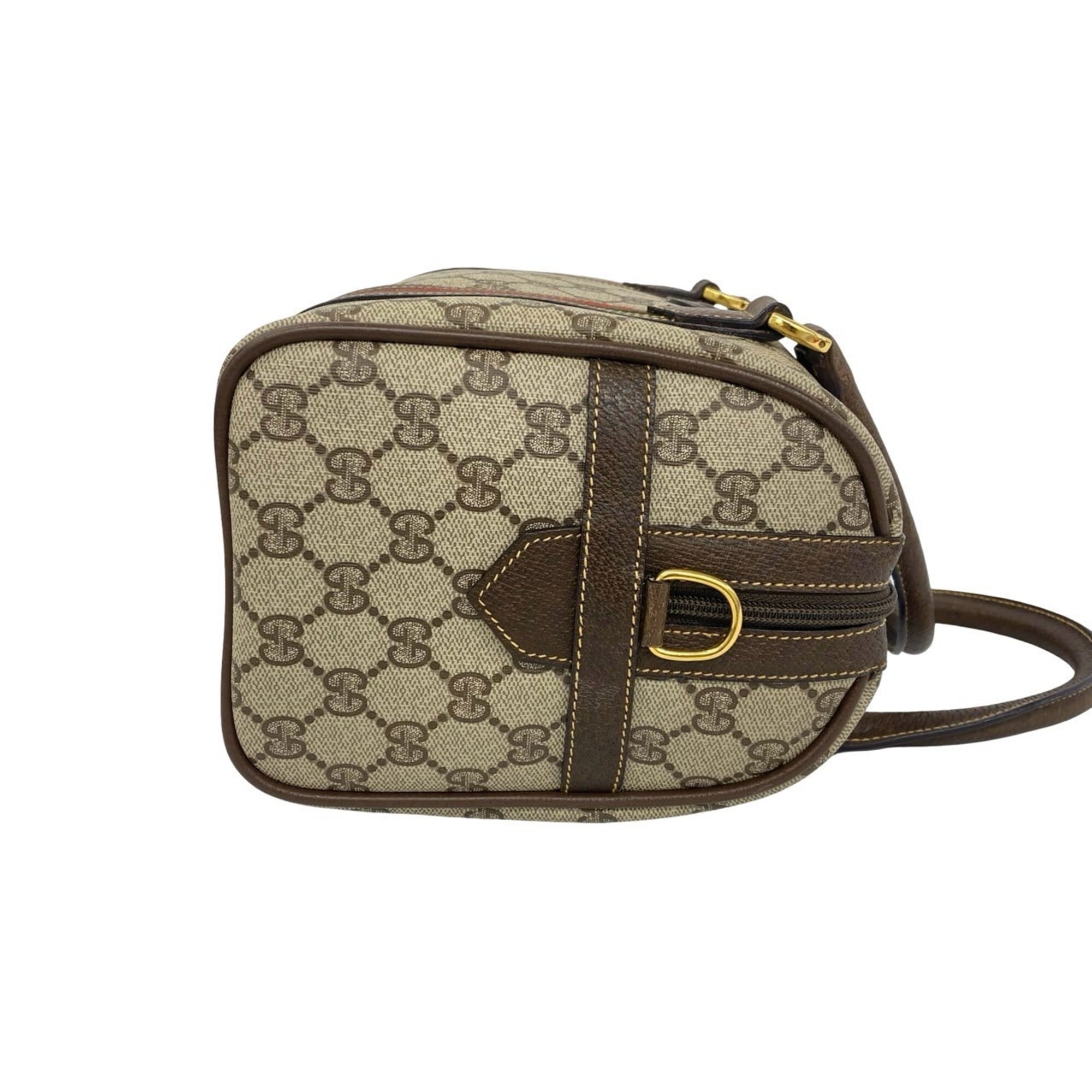 GUCCI Vintage Sherry Line GG Logo Leather 2-Way Handbag/Shoulder Bag, Brown, 37655 — Like New