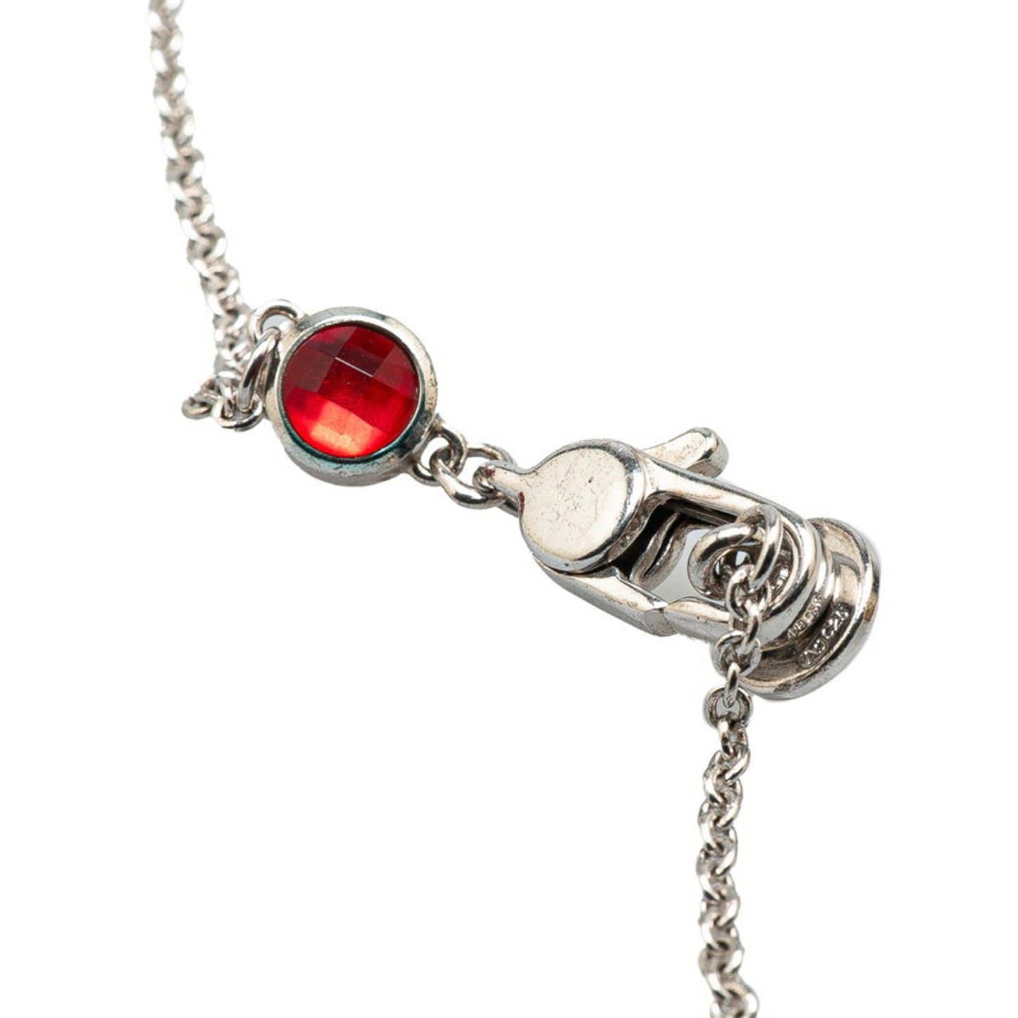 Gucci Heart Motif Pendant Necklace 325871 in Silver and Red SV925 with Colored Stones. Women's. GUCCI
