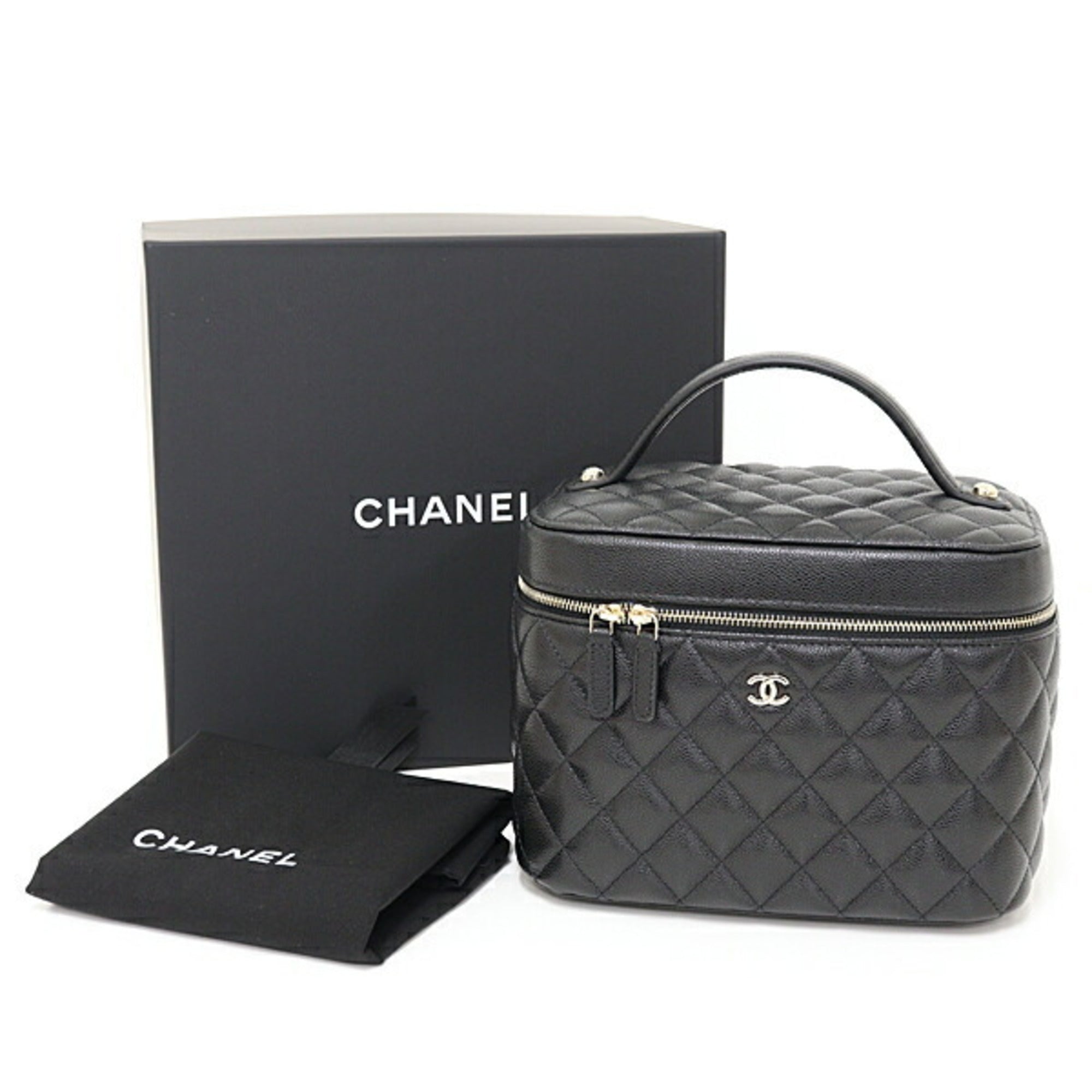 CHANEL Timeless Classic Vanity Bag Caviar Skin AP2573 Black Matelasse Unused F-04622 — New - Store Return