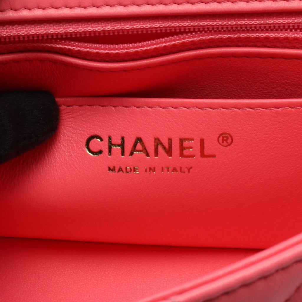 CHANEL Mini Matelasse 20 Shoulder Bag, Leather, Women's, Pink, A69900