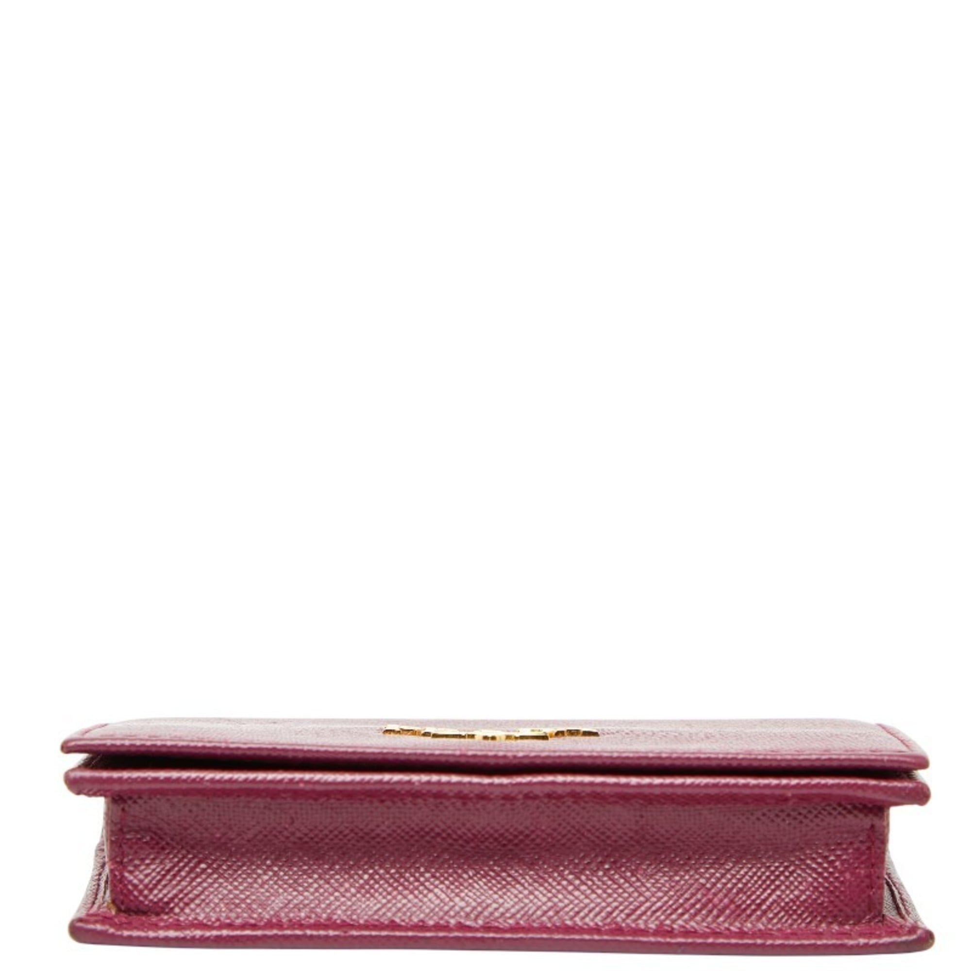 Prada wallet/coin case/pass case in purple Saffiano leather for women