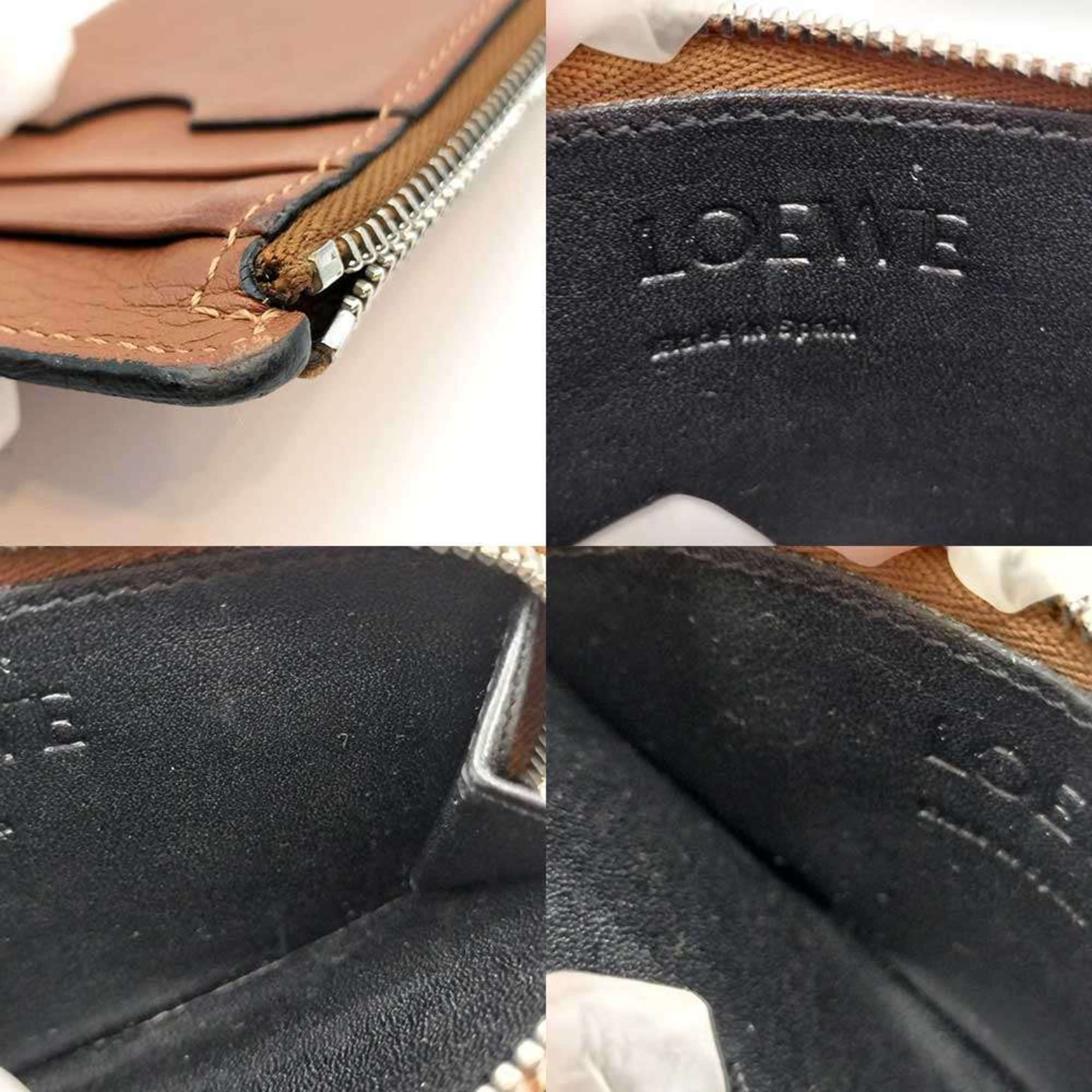 LOEWE Puzzle Coin Card Holder Fragment Case Mini Pink Leather