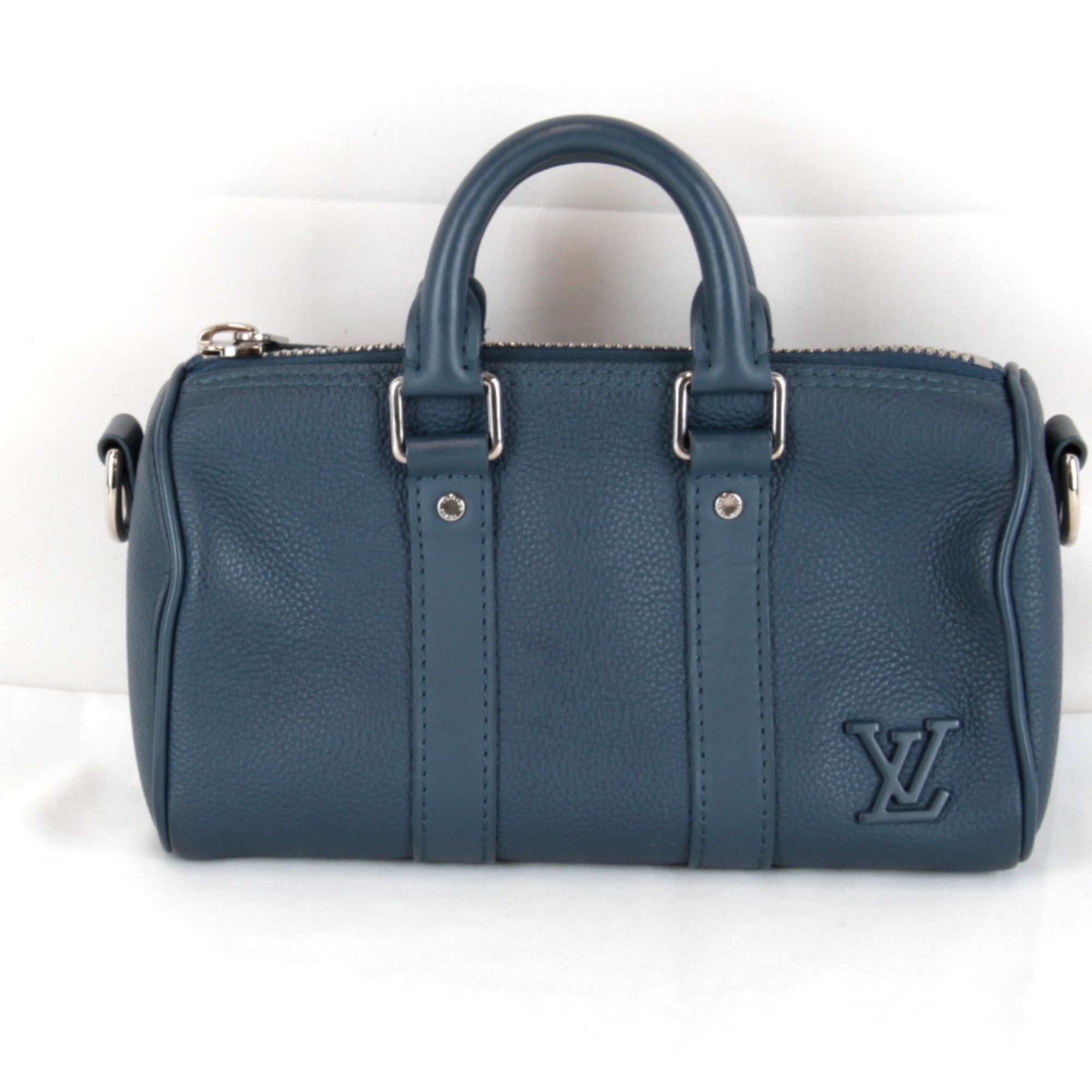 LOUIS VUITTON Aerogram Keepall XS Shoulder Bag with IC Chip, M81003, Leather Handbag, Blue, Women's