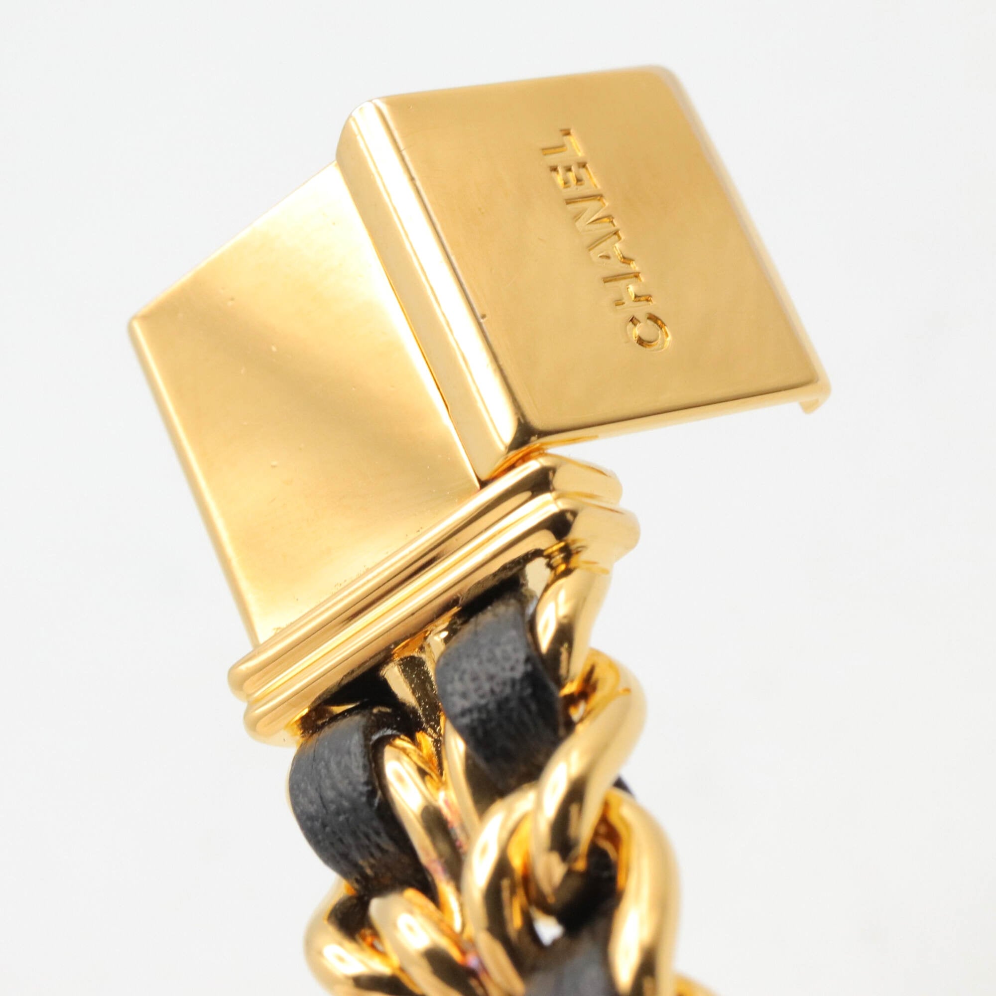Chanel CHANEL Première S Watch, Gold Plated (GP), Leather Strap, Women's, Black, H0001 — Very Good
