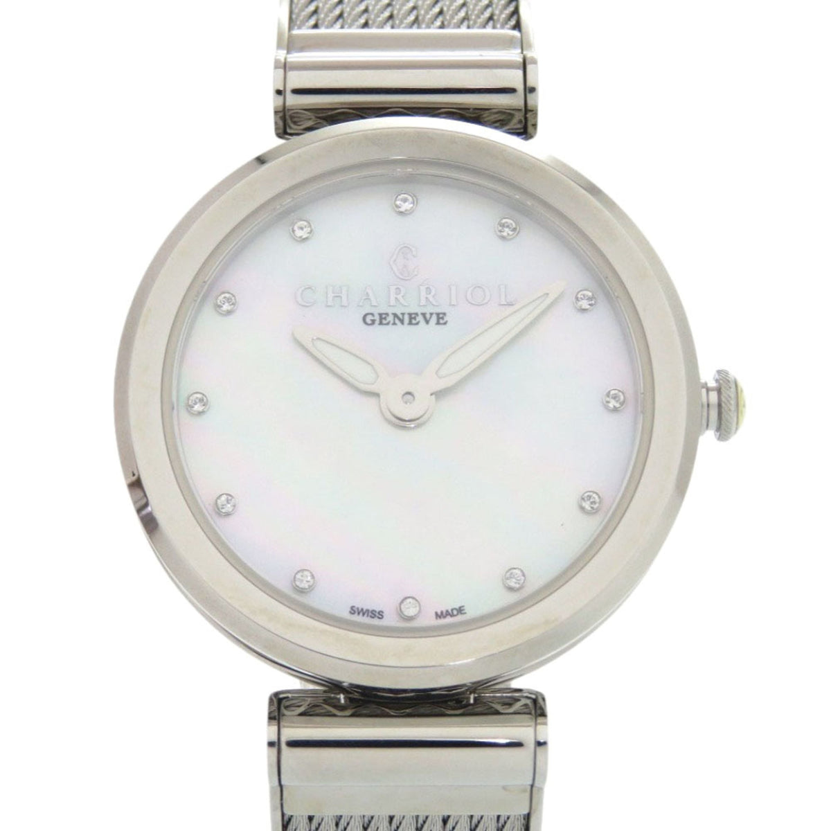 Unused Charriol FOREVER WATCH FE32.101.000 Stainless Steel White Shell Dial Quartz Wristwatch 1439 CHARRIOL — Like New
