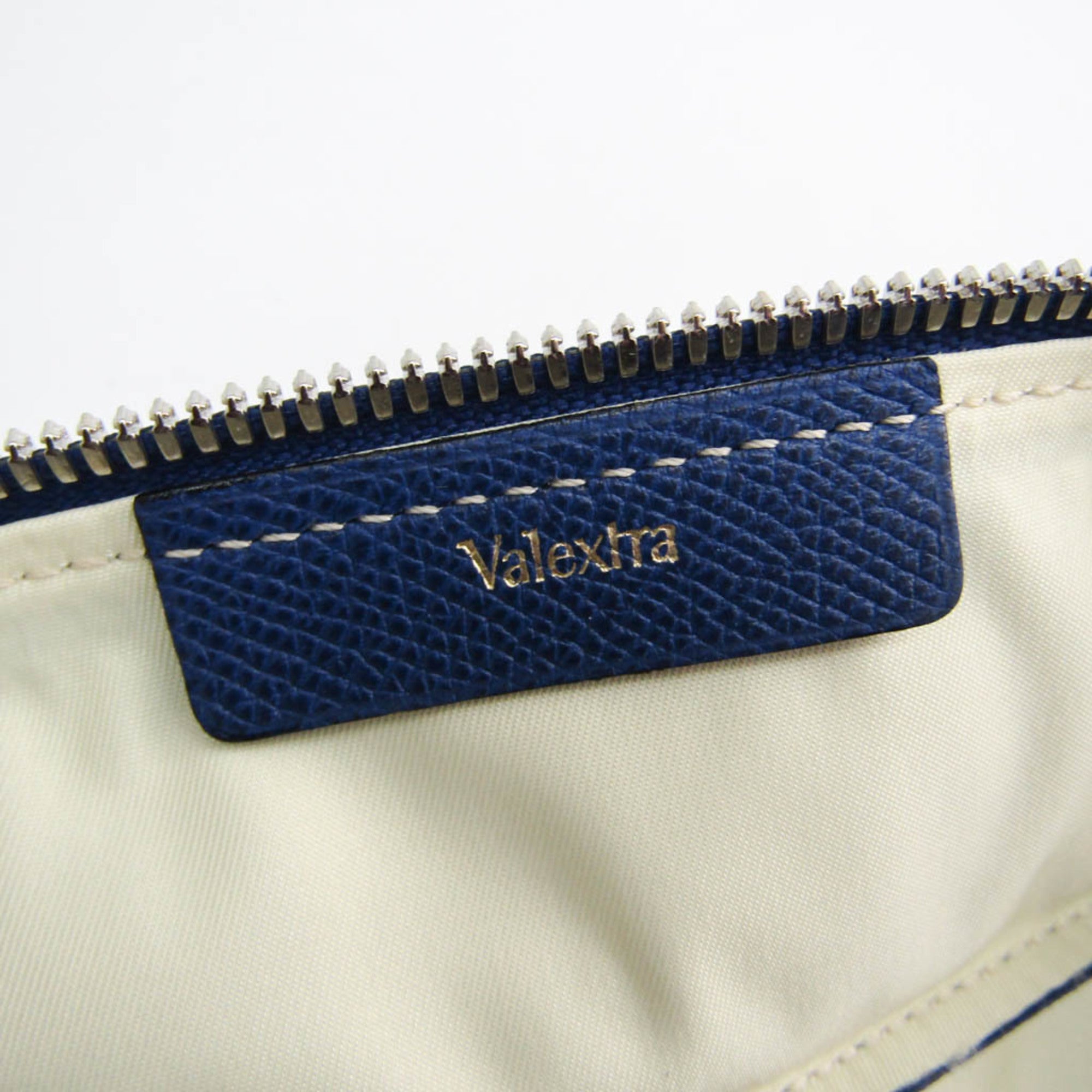 Valextra Large Beauty Case V6A68 Unisex Leather Clutch Bag,Pouch Royal Blue — Like New