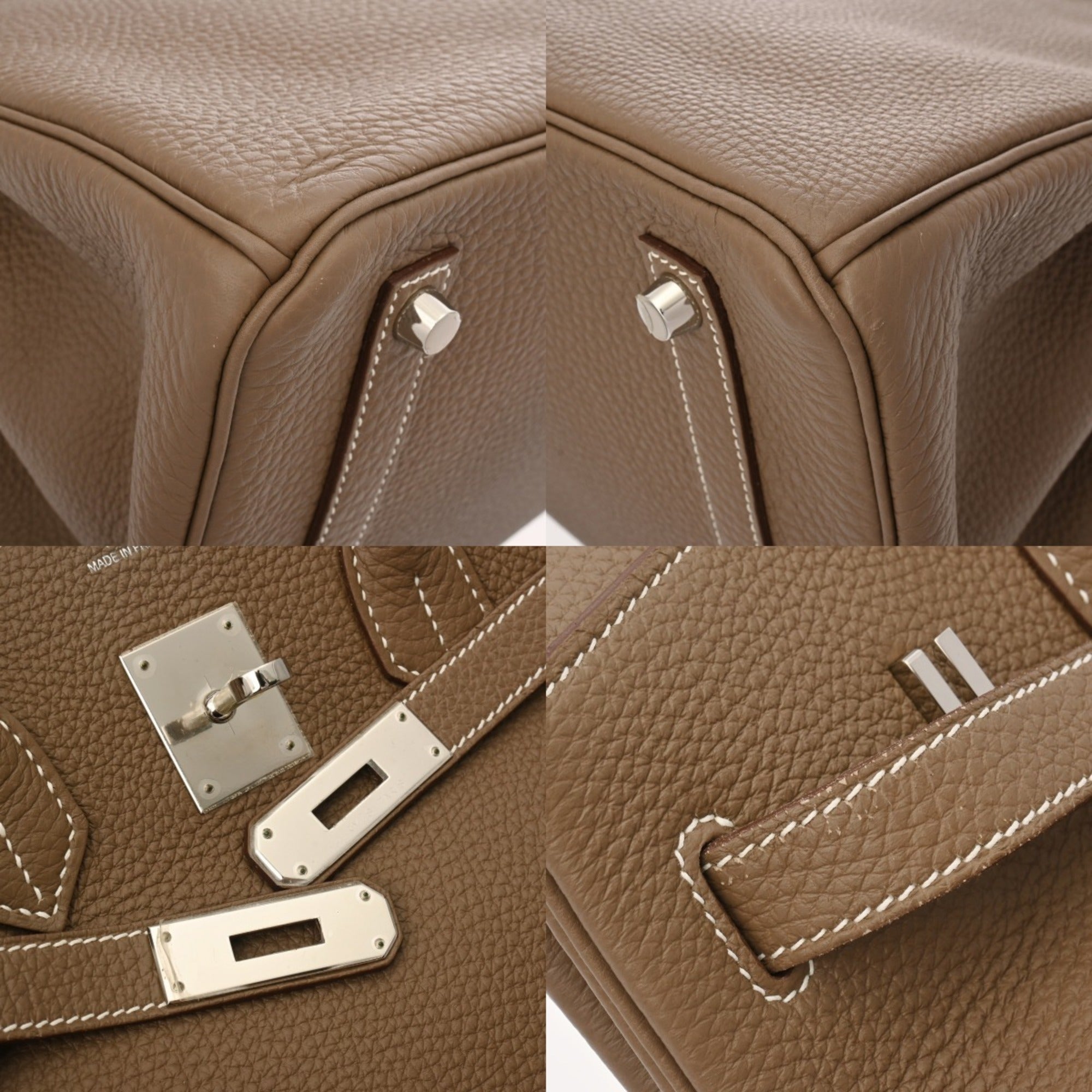 HERMES Birkin 35 Etoupe □Q Stamp (circa 2013) Unisex Togo Handbag