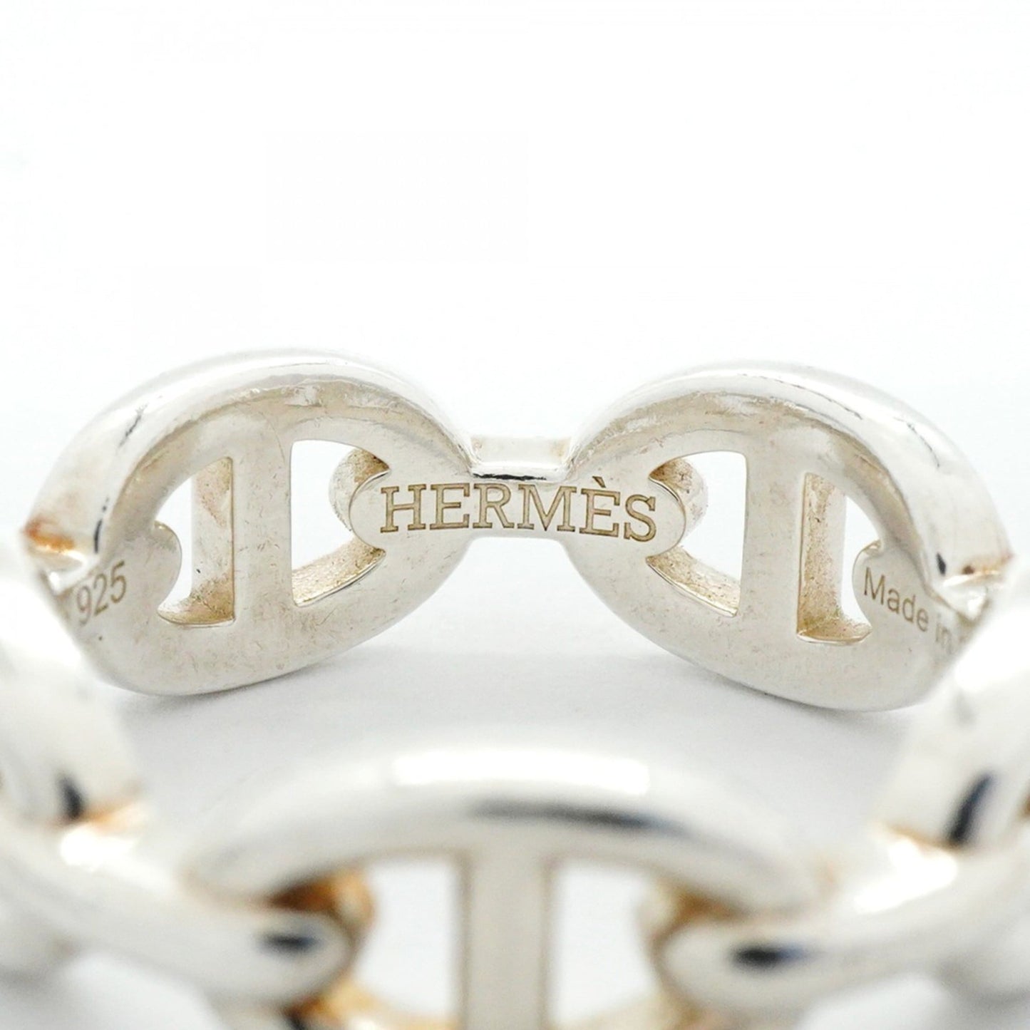 Hermes Enchaine Chaine d'Ancre Ring, Silver 925, #55, Women's
