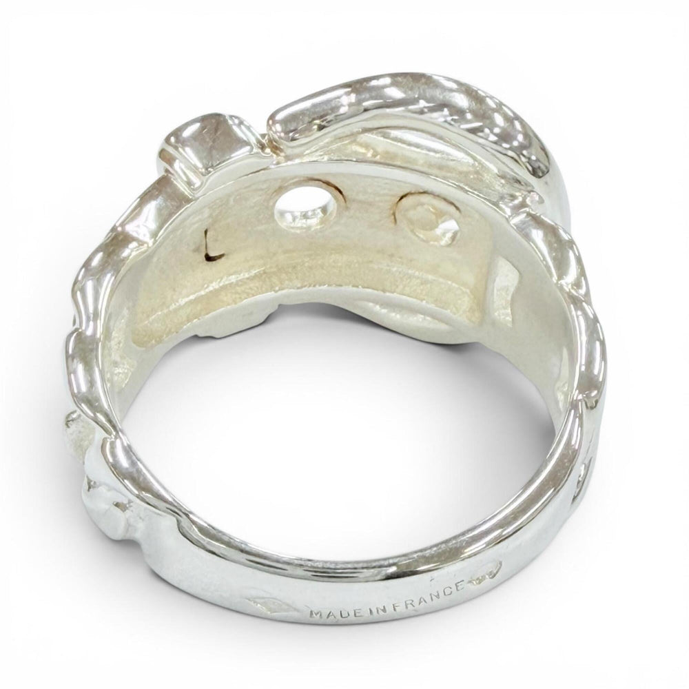 HERMES Vintage Boucles Sellier Ring, 925 Sterling Silver, Made in France, Weight 6.05g, Women's Ring — Like New