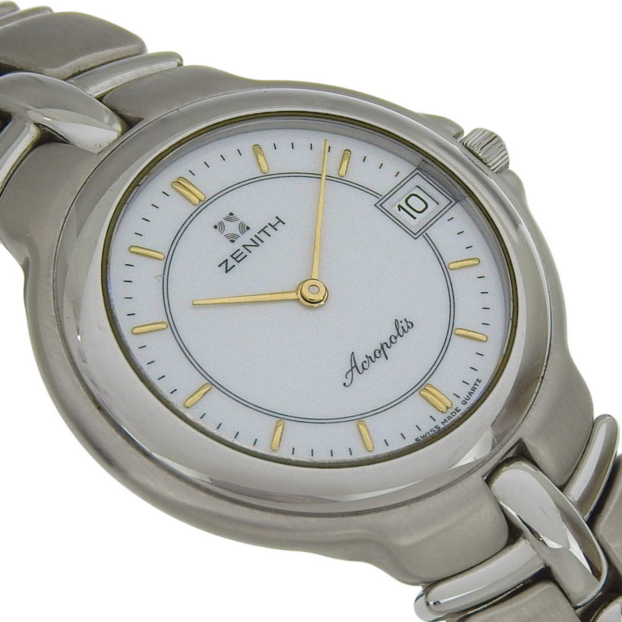 Zenith Acropolis Watch 02.7000.333 Stainless Steel Quartz Analog White Dial Men's — Good