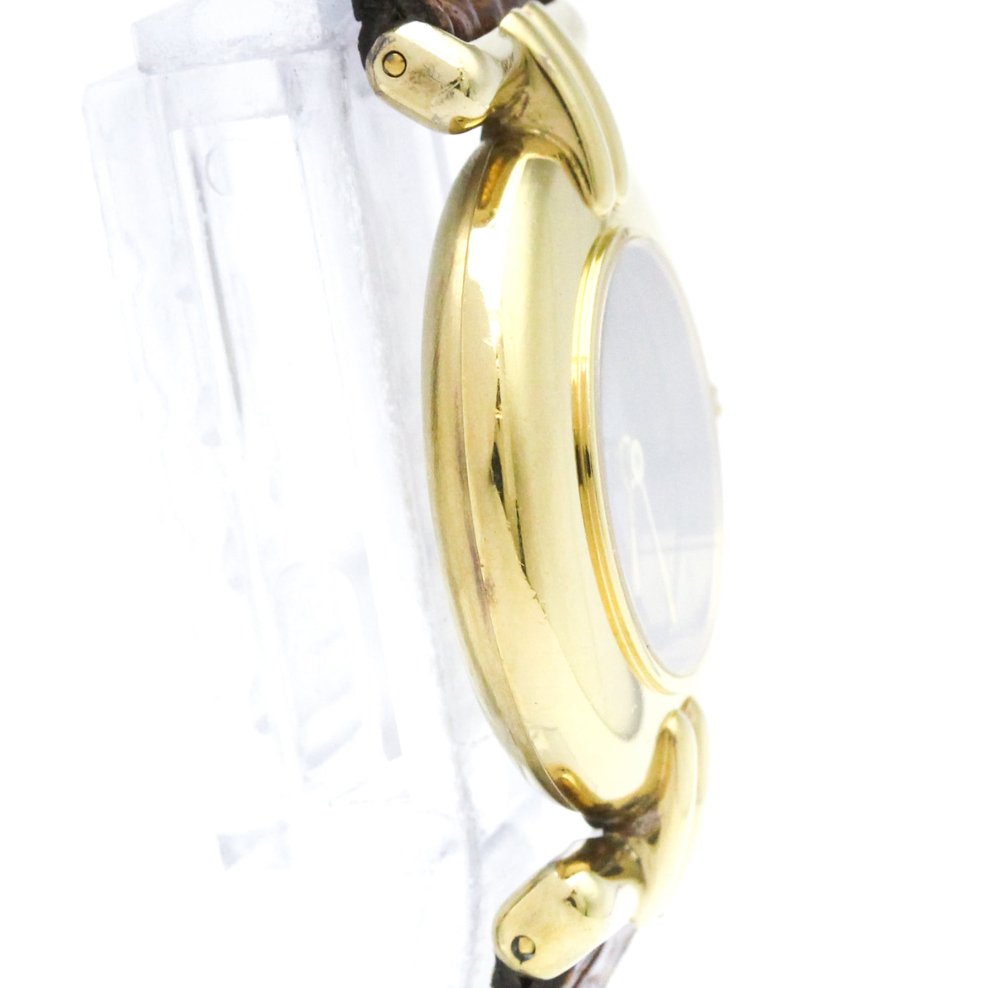 CARTIER Must Colisee Gold Plated Leather Quartz Ladies Watch 590002 — Good