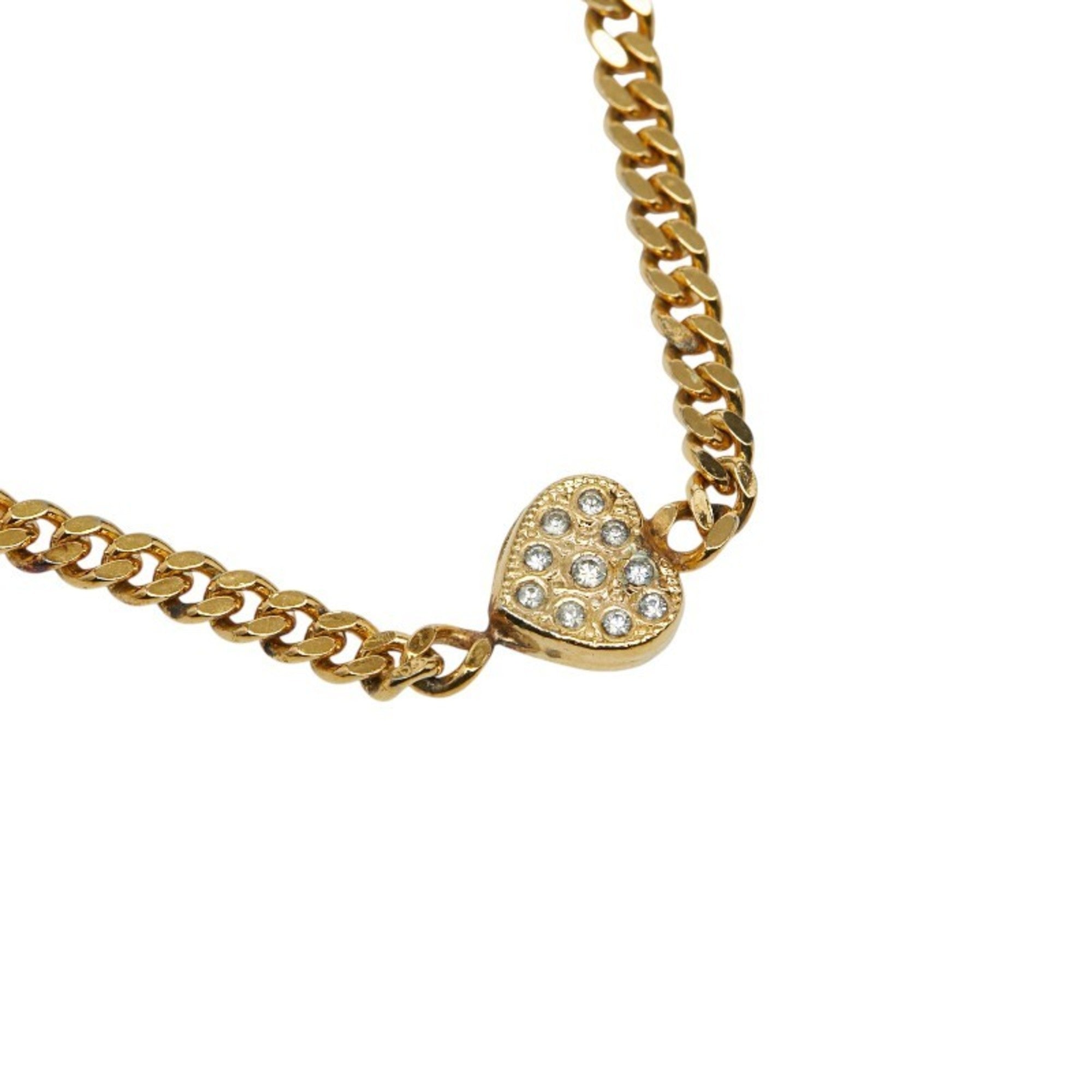 Celine Heart Rhinestone Chain Bracelet, Gold Plated, Women's