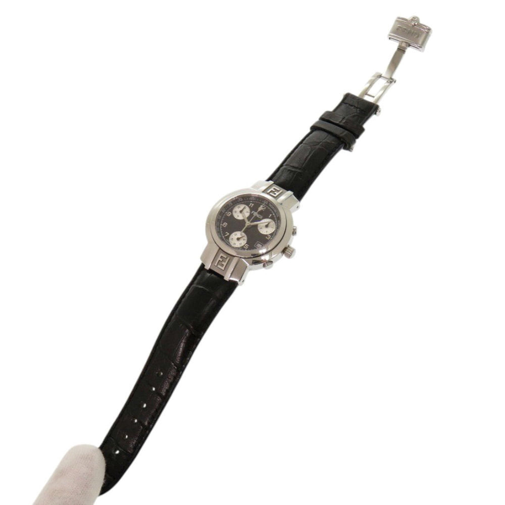 Fendi 4500L Horology Chronograph Stainless Steel Leather Black Quartz Watch with Dial 1735 FENDI — Good