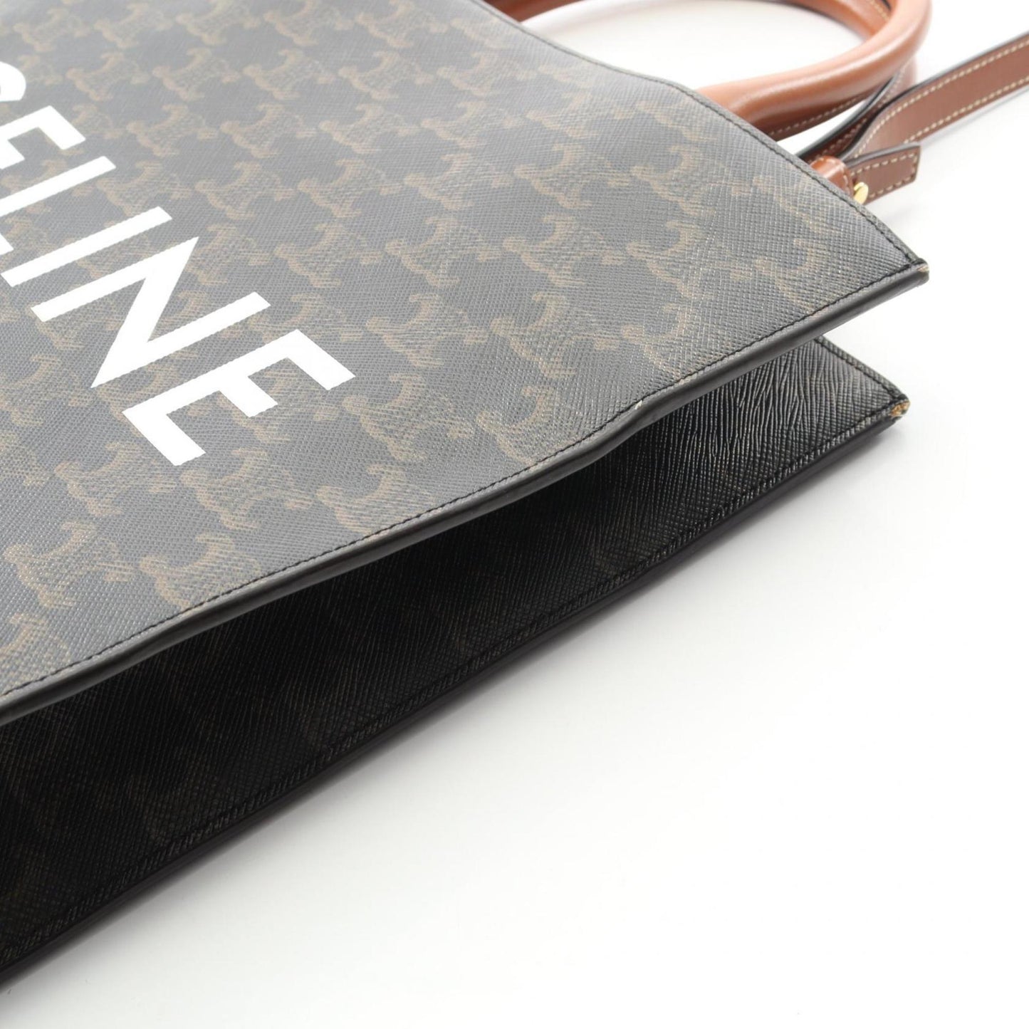 Celine Small Vertical Cabas Triomphe Tote Bag, Coated Canvas and Leather, Women's, Black Brown, 191542