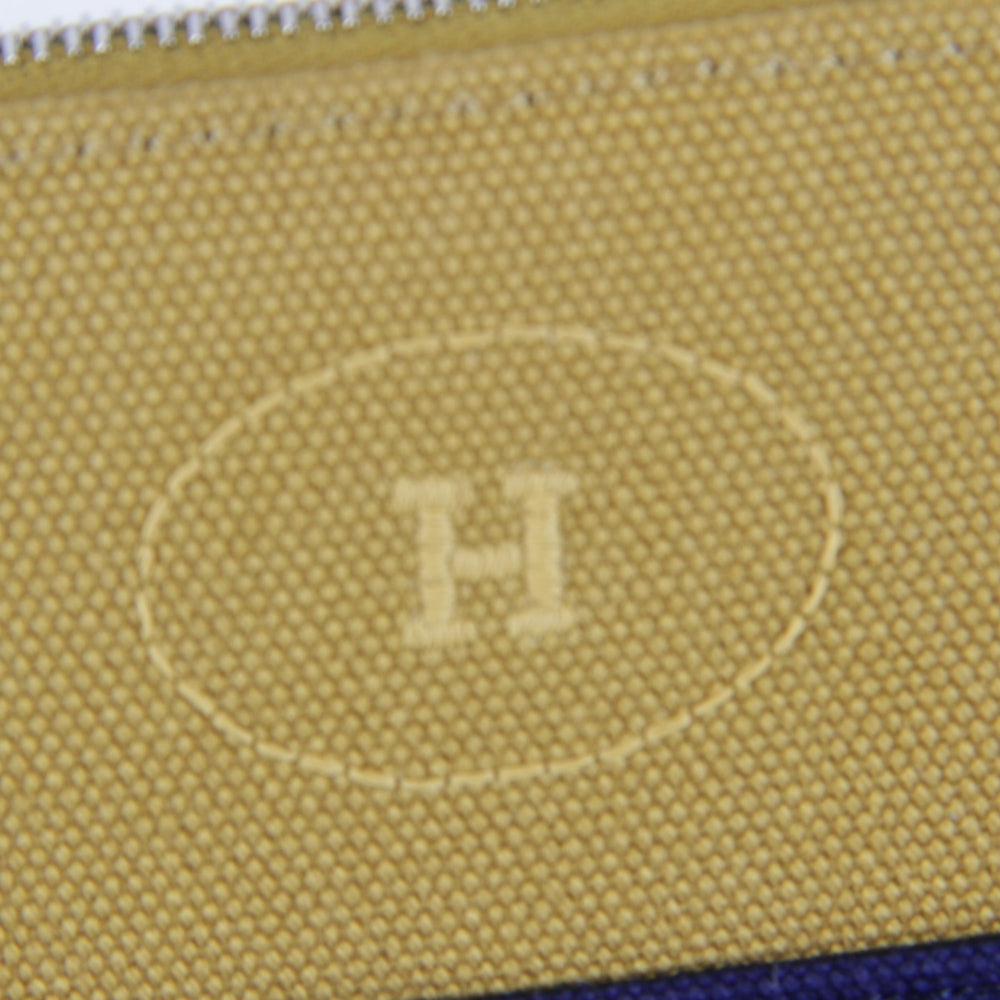 HERMES Bolide Mini Pouch, Cotton, Ochre x Navy, Women's — Like New