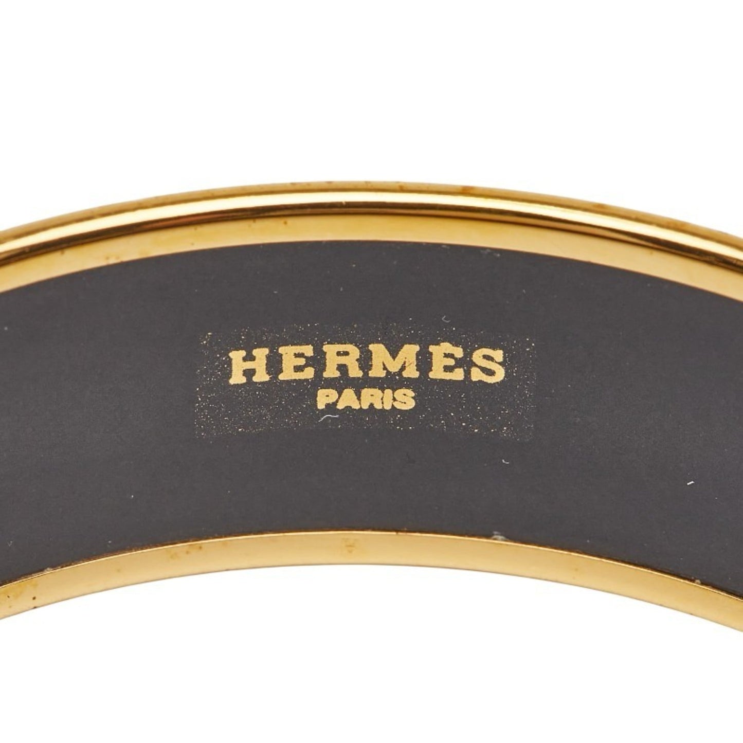 Hermes GM Enamel Cloisonne Bangle in Black and Gold Plated for Women