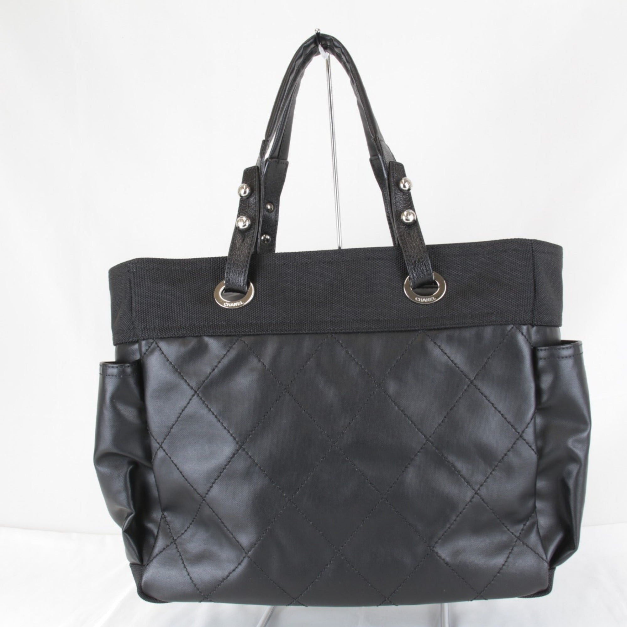 CHANEL A34210 Tote Bag, Canvas, Black, Women's — Like New