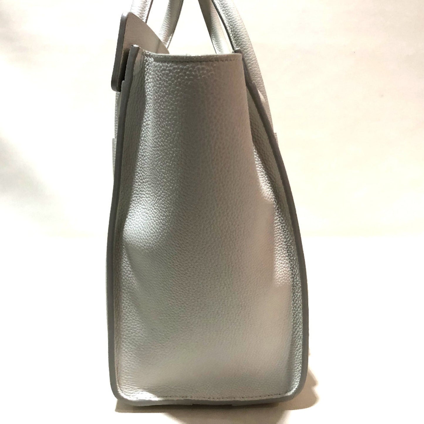 CELINE 167793 Tote Bag Micro Shopper Luggage Handbag Leather Women's White Off-White x Sky Blue