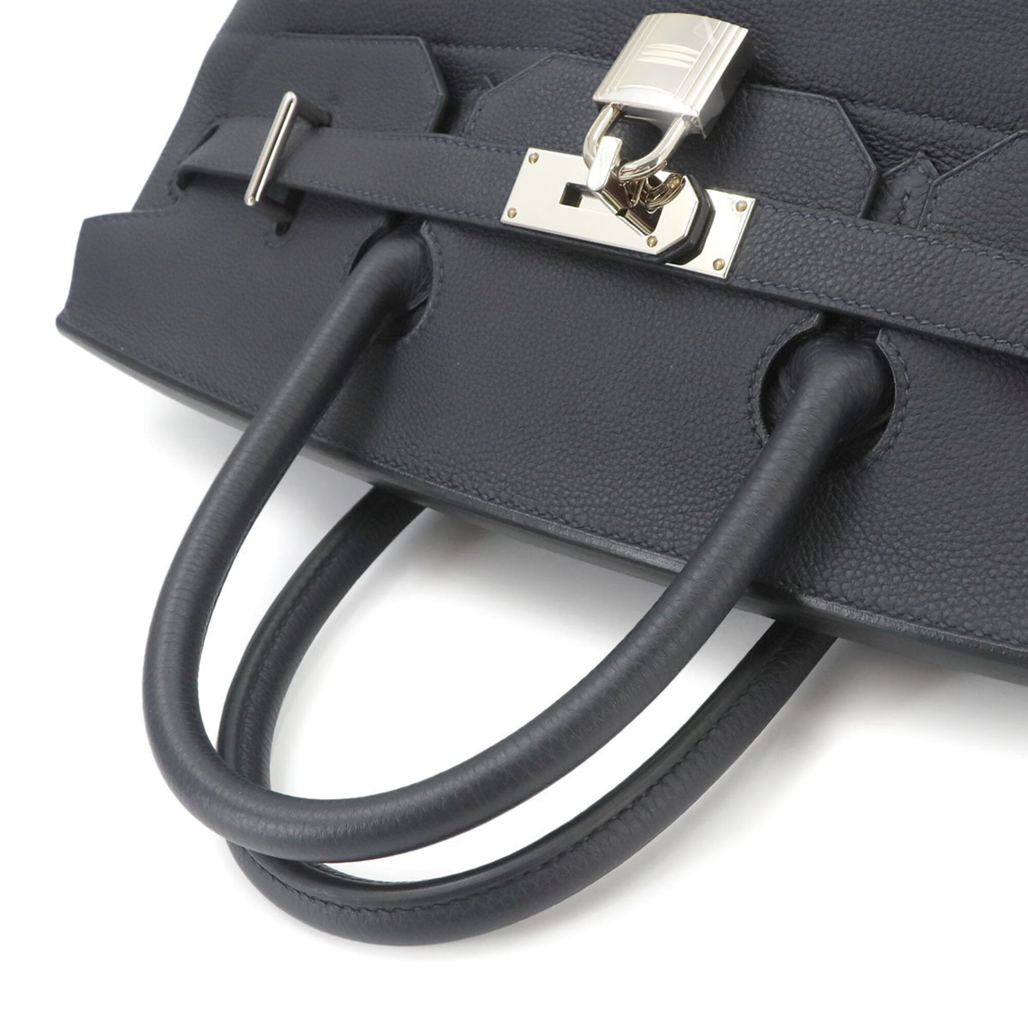 Haut a Courroies 40 Hermes Handbag Togo Black B Stamp Silver Hardware — Like New