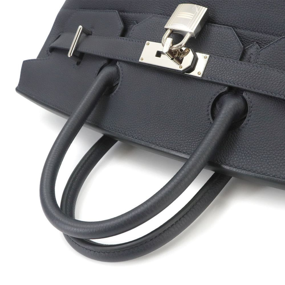 Haut a Courroies 40 Hermes Handbag Togo Black B Stamp Silver Hardware — Like New