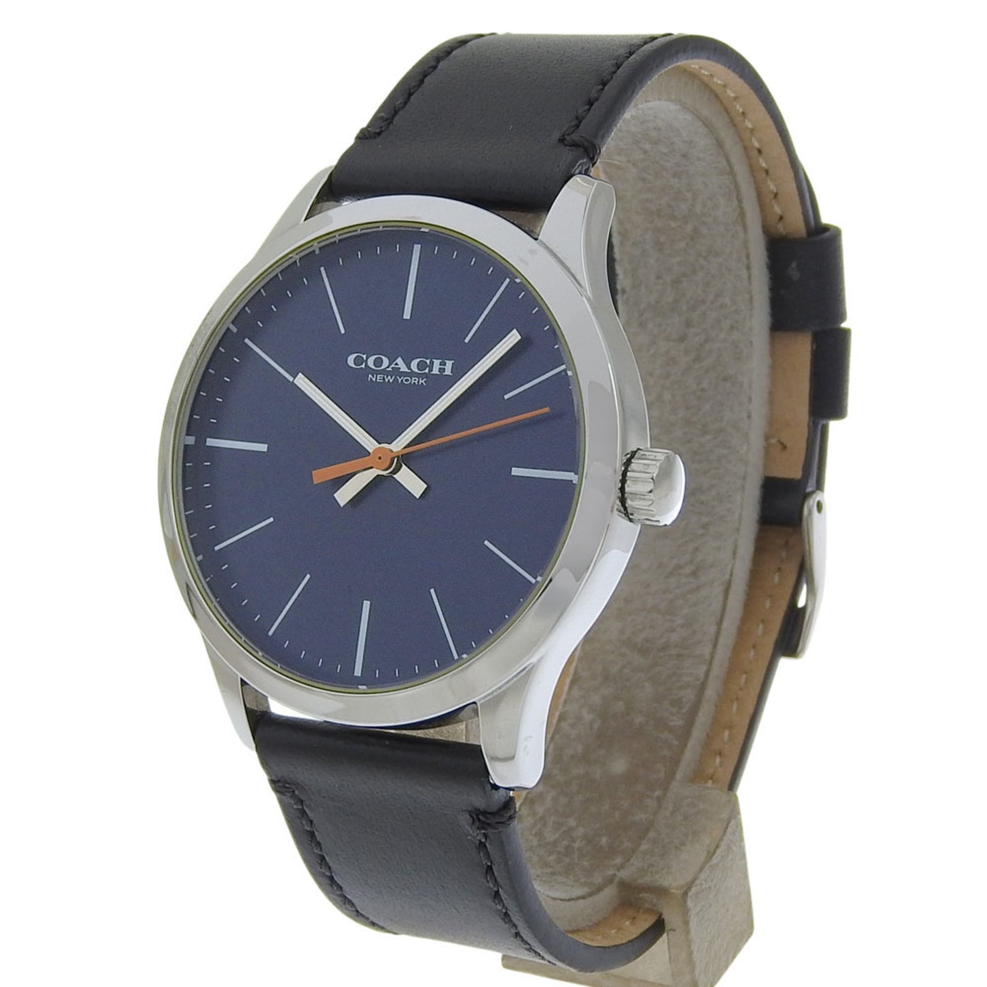 Coach watch CA.118.112.1640, stainless steel, quartz, analog display, blue dial, men's — Very Good