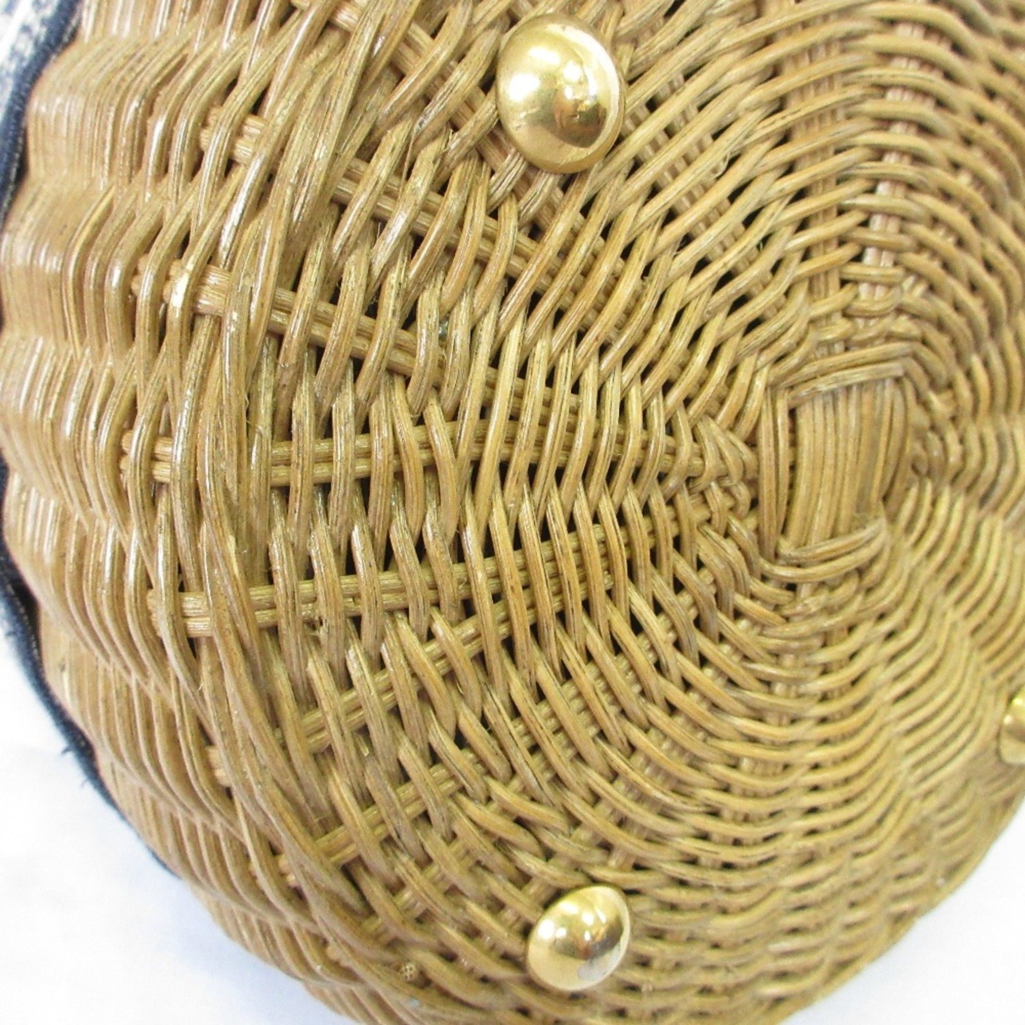 Christian Dior Oblique Wicker Shoulder Bag 63-MA-1200 Navy/Natural Women's — Like New