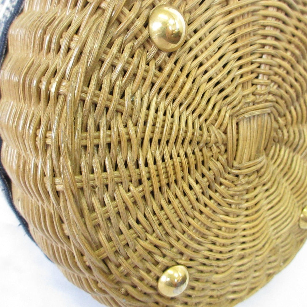Christian Dior Oblique Wicker Shoulder Bag 63-MA-1200 Navy/Natural Women's — Like New