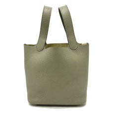 HERMES Picotin Lock PM Bag Handbag Taurillon Clemence Women's Sage Grey Like New — Like New