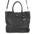Prada Vitello Dino Leather Tote Bag 1BG006 PRADA Black 2-Way