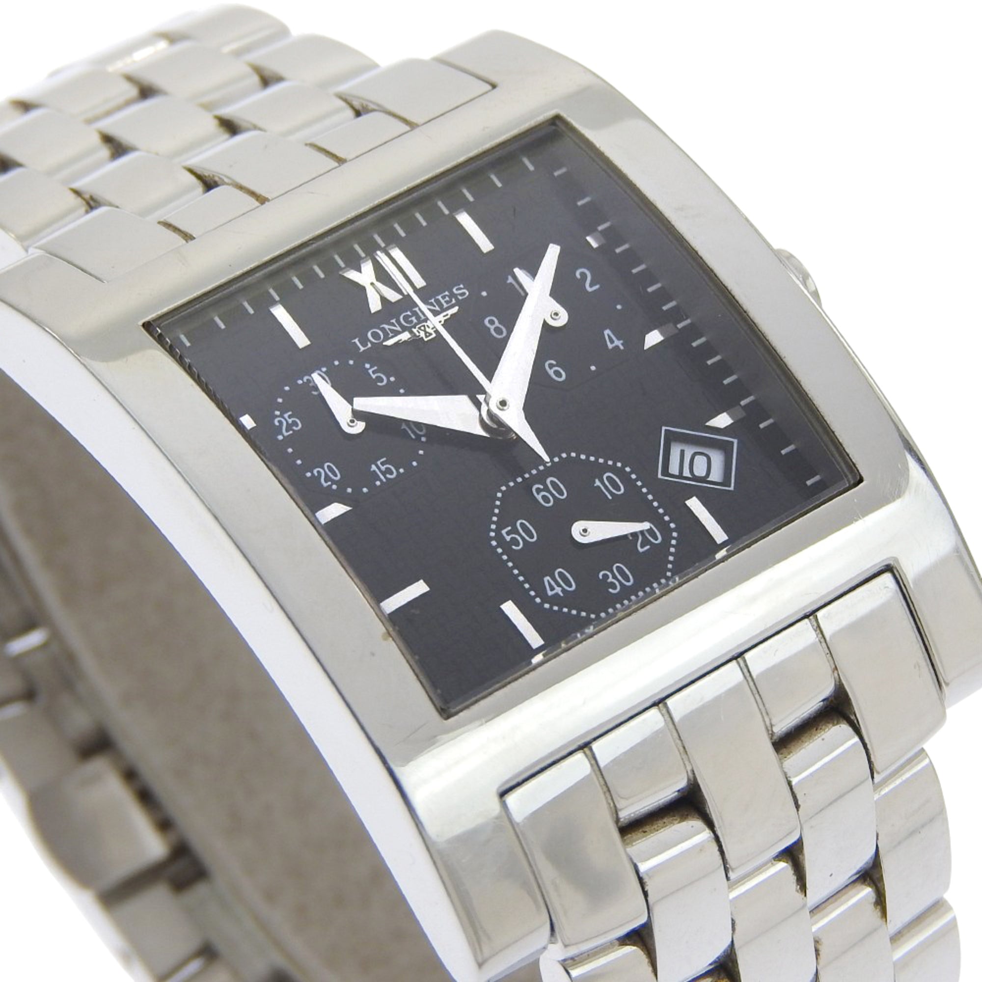Longines DolceVita watch L5.668.4, stainless steel, quartz, analog, black dial, men's — Good