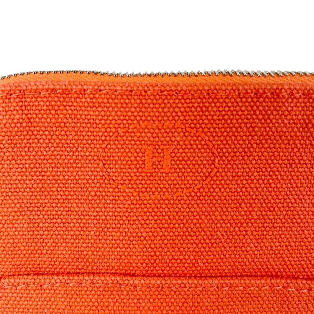 HERMES Bolide Mini Pouch, Toile H, Cosmetic Travel Case, Small Item Orange, Made in France, Women's — Like New