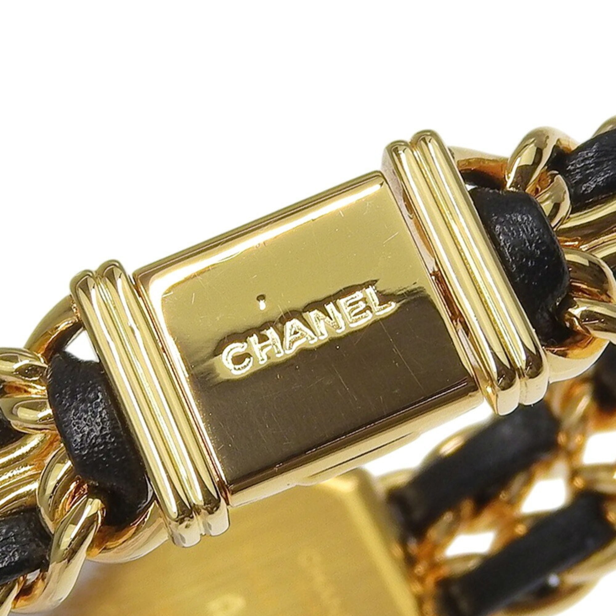 Chanel CHANEL Première Large Size H0001 Black Dial GP/Leather Quartz Women's Watch Approx. 26mm (height) x 20mm (width) — Like New