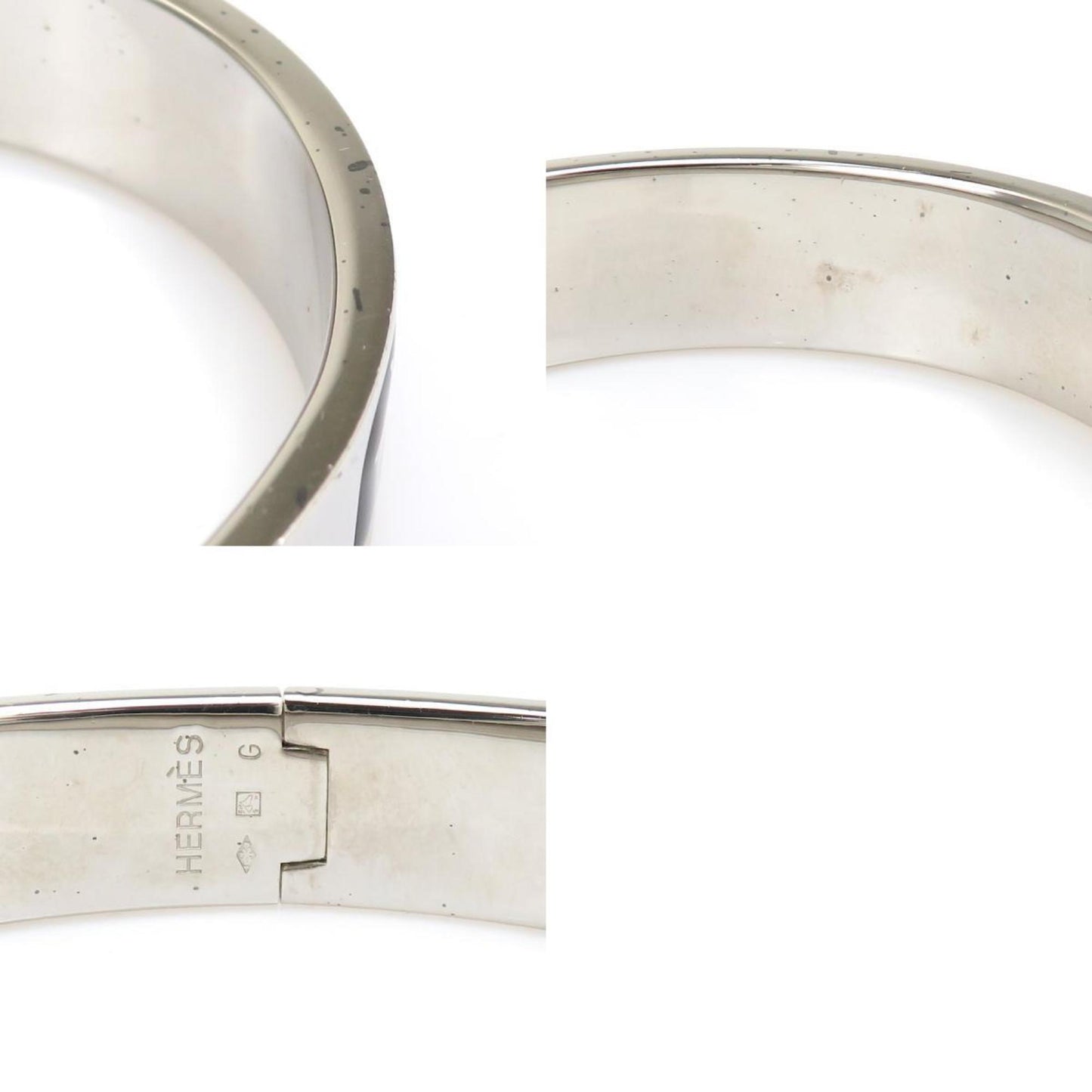 Hermes HERMES Bangle Bracelet Click Clack Metal Enamel Silver Black Women's e60349a