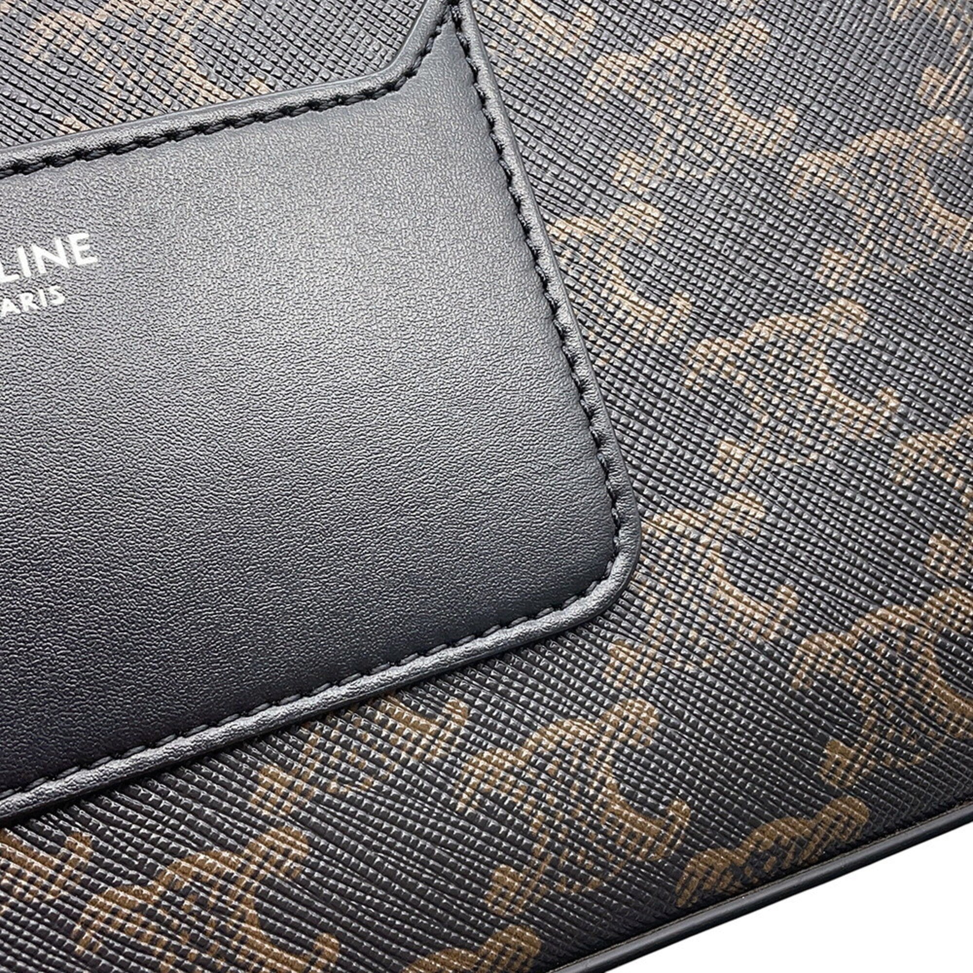 Celine Triomphe Flap Shoulder Bag, Leather, 111592ETH, Black, Handbag — Like New