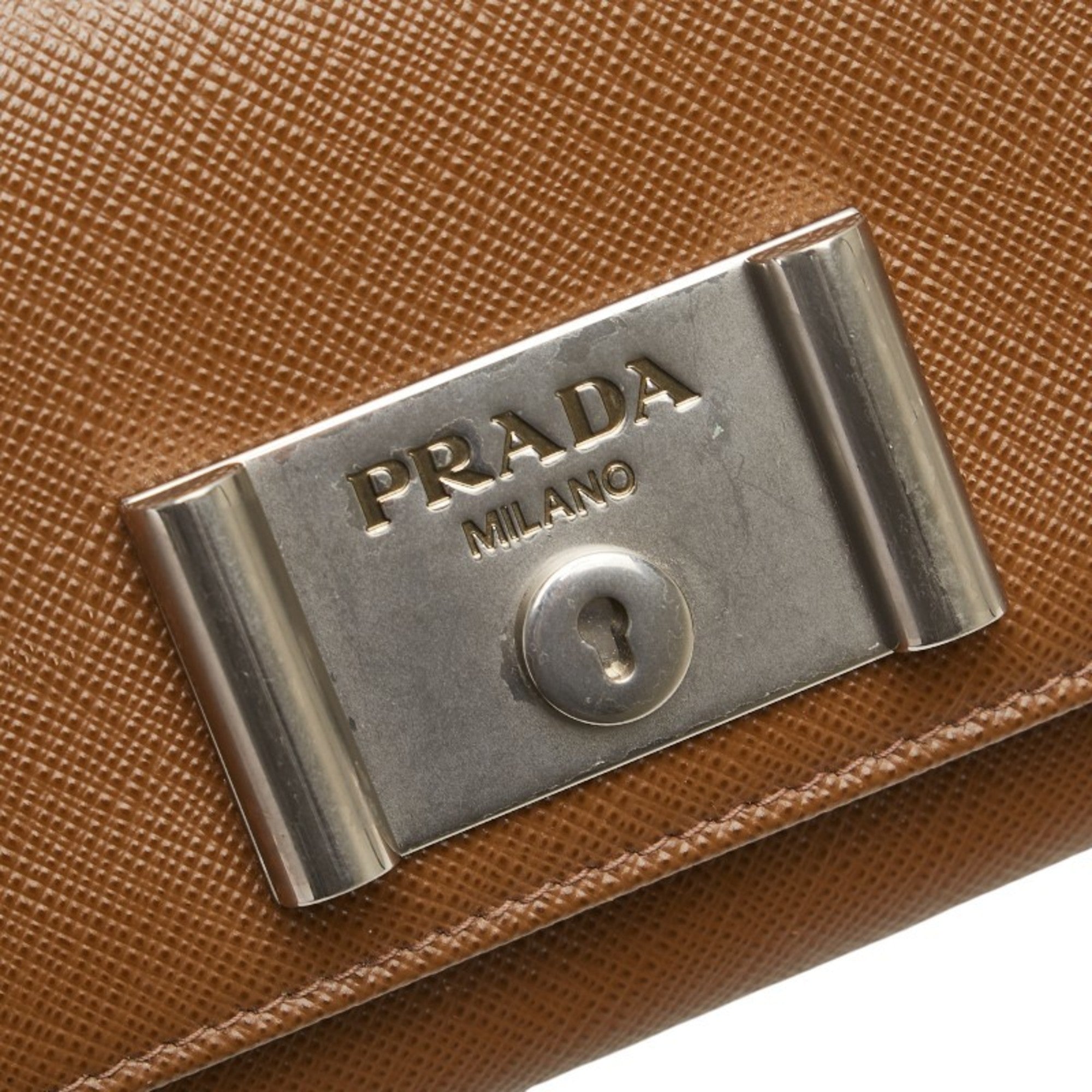 Prada Women's Long Wallet 1MH037 Brown Saffiano Leather