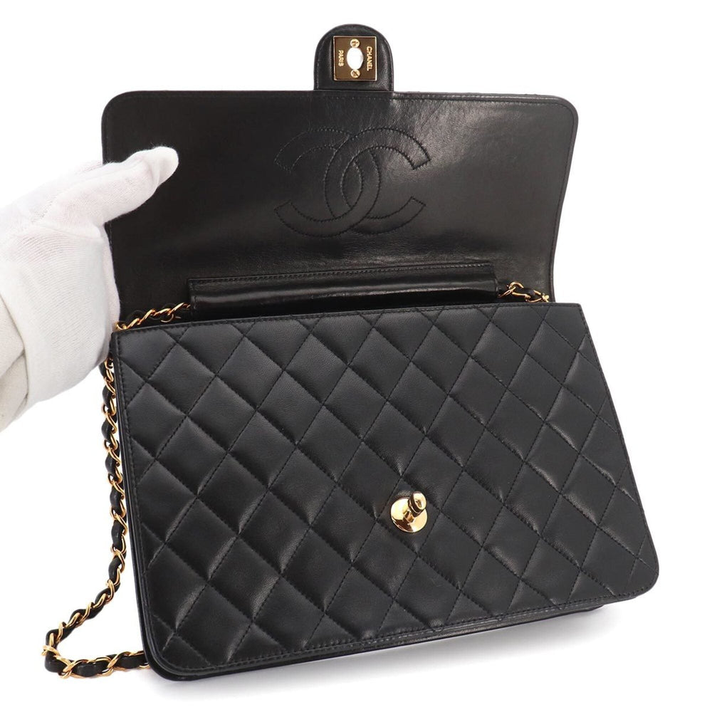 Chanel Matelasse Chain Shoulder Handbag, Lambskin, Black with Gold Hardware — Like New