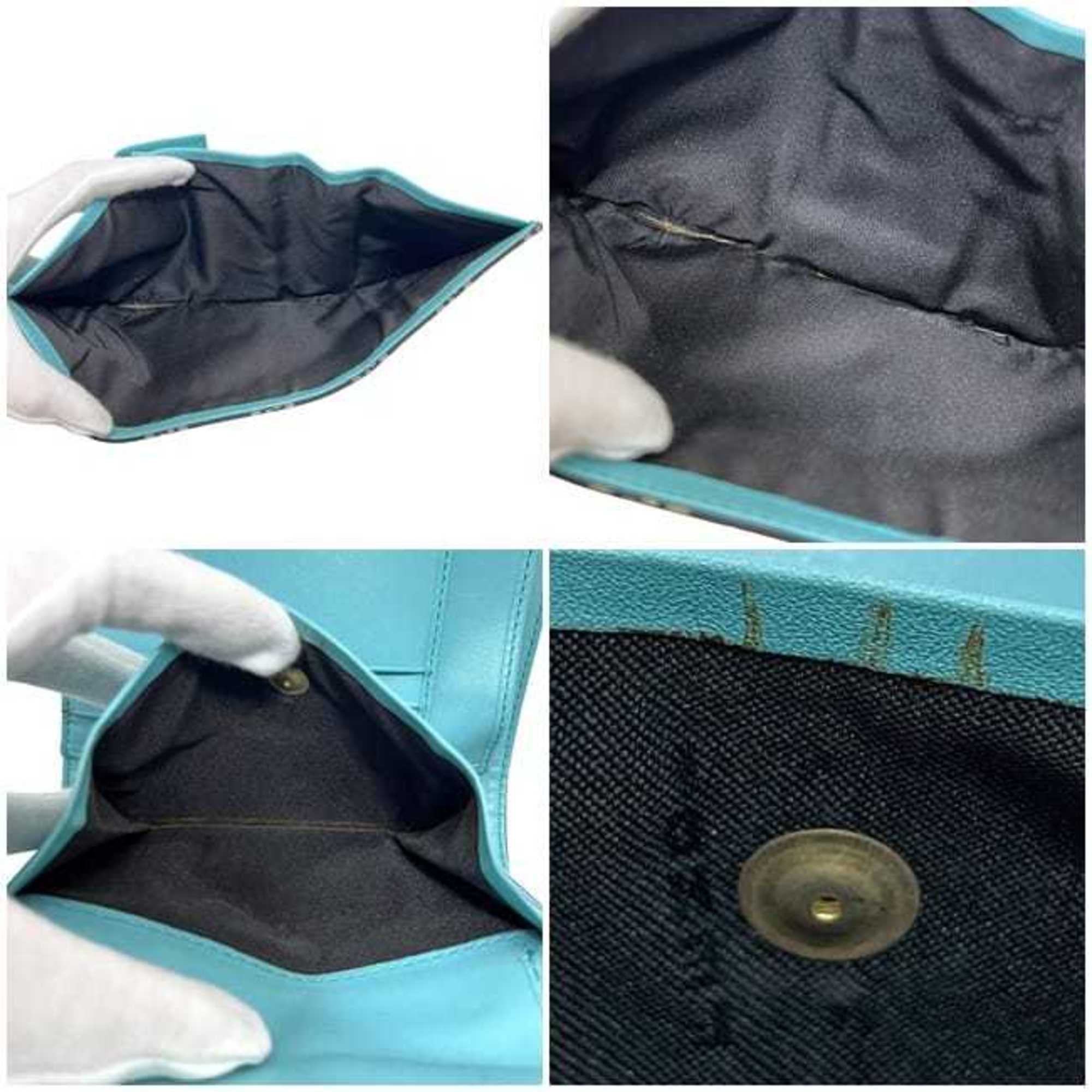 Fendi Tri-fold Wallet ec-24804 Blue Black Zucchino 8M0023 Canvas Leather 2289 028 FENDI FF Light Compact Men's Women's