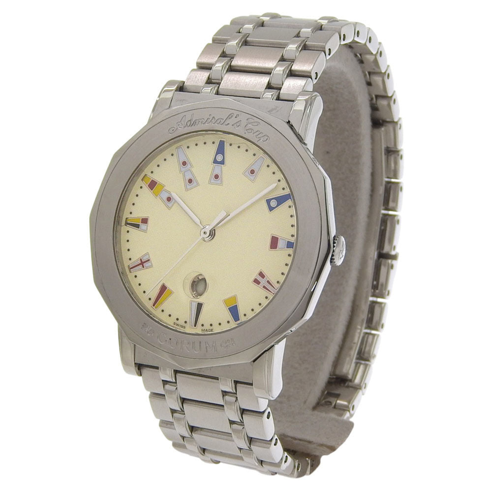 Corum Admirals Cup Watch 99.430.20 V585 Stainless Steel Quartz Analog Ivory Dial Men's — Good
