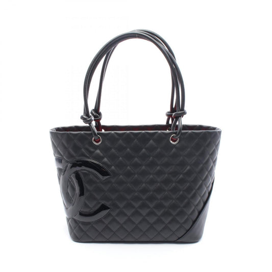 CHANEL Cambon Line Large Tote Bag, Leather, Women's, Black
