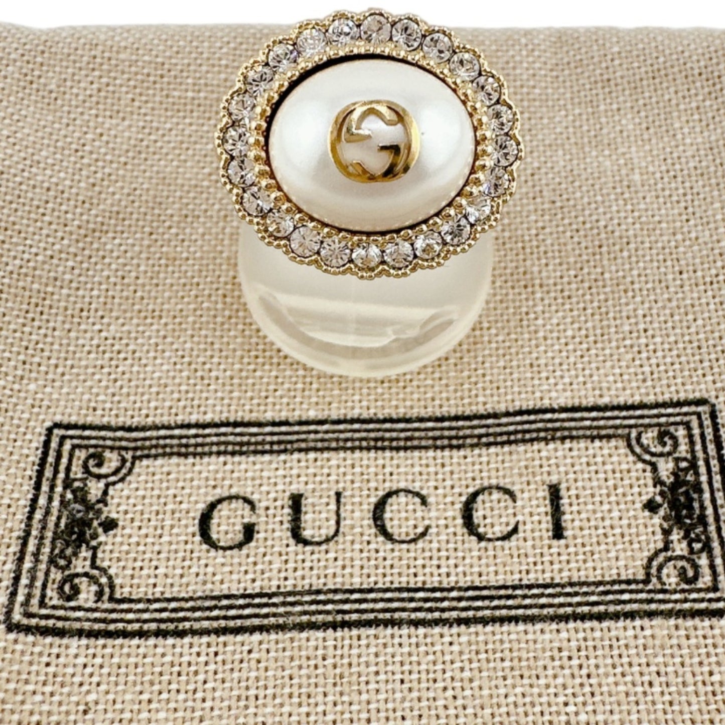 Gucci Ring Chain Effect GG S Size Flower Metal Gold