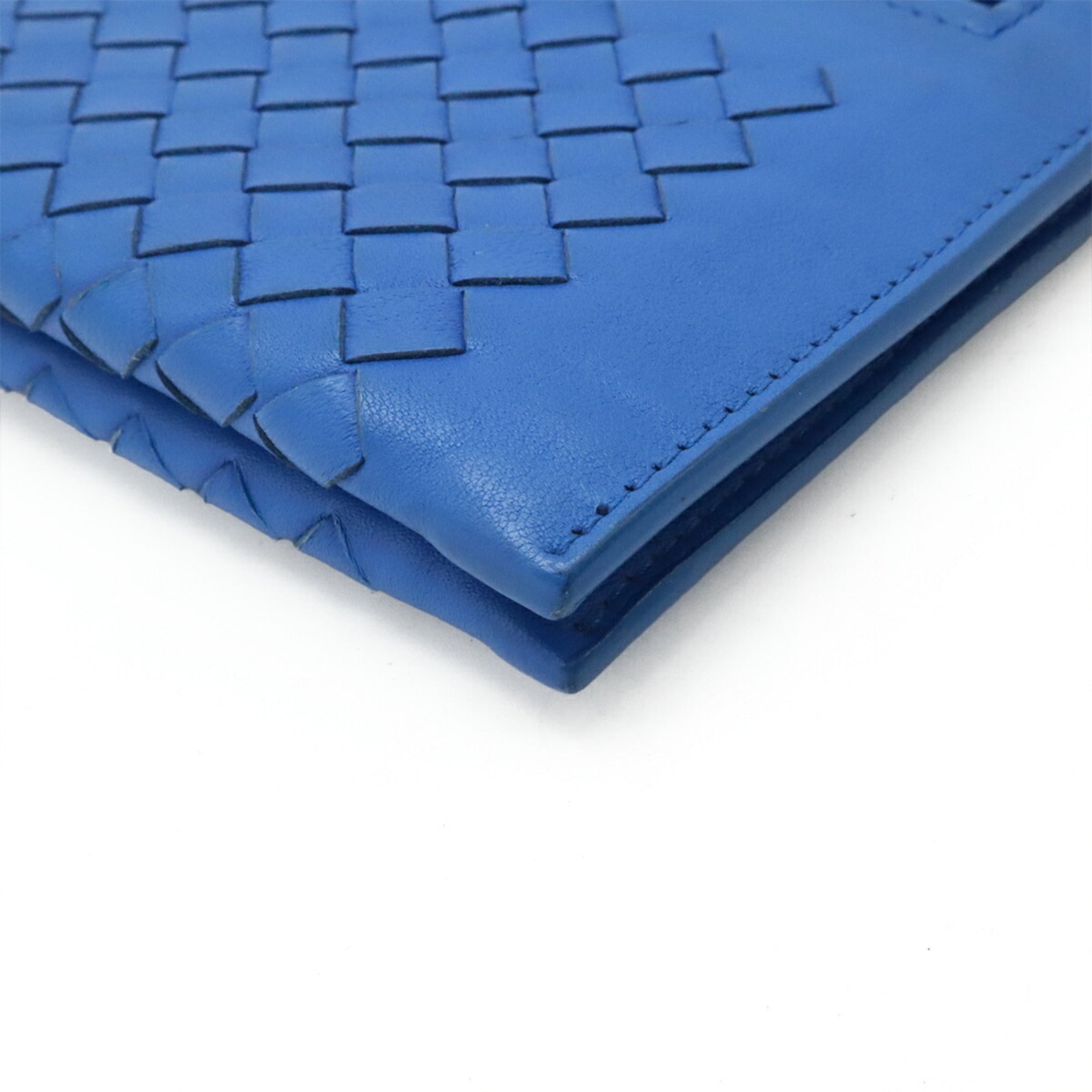 BOTTEGA VENETA Bottega Veneta Intrecciato Clutch Bag Second Leather Blue — Like New