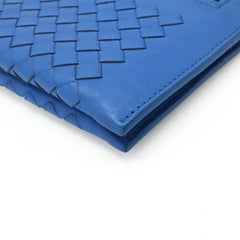 BOTTEGA VENETA Bottega Veneta Intrecciato Clutch Bag Second Leather Blue — Like New