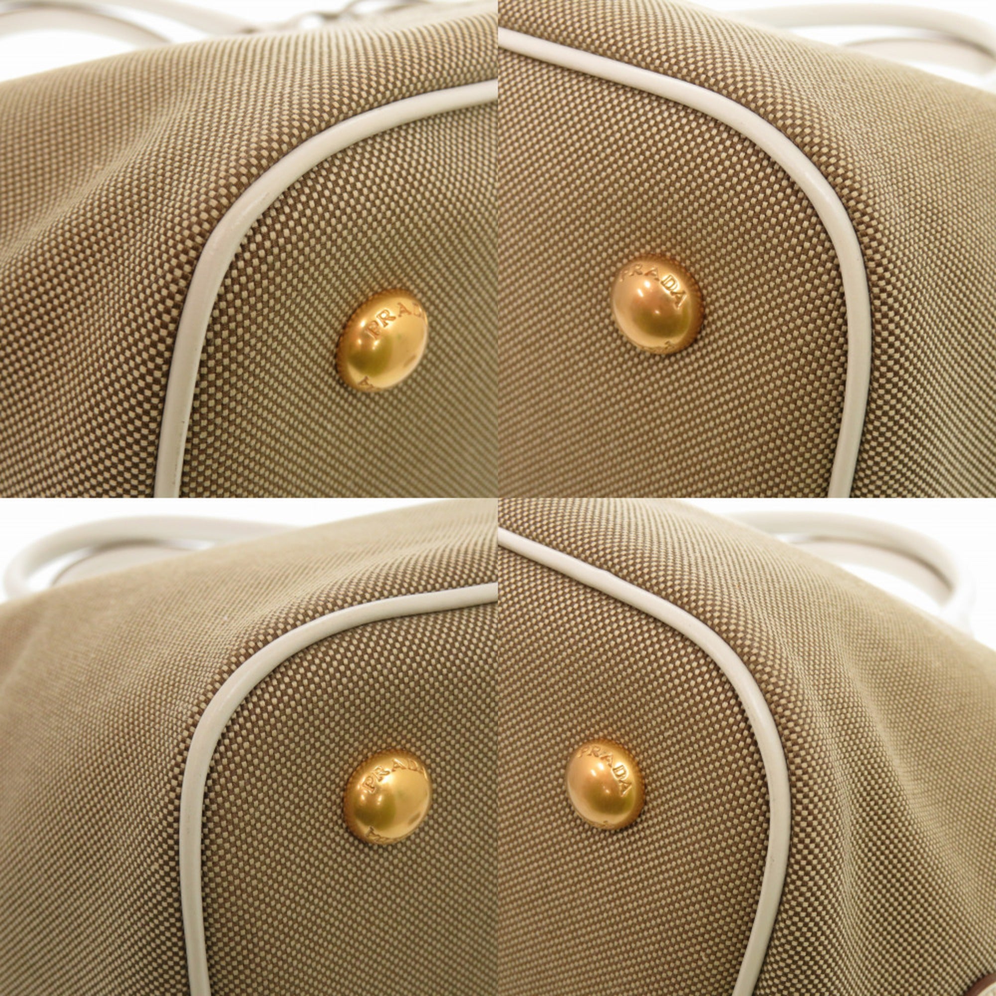 Like new Prada Logo Jacquard 1BA172 Leather Corda Talc Beige White Shoulder Bag 0780 PRADA — Like New