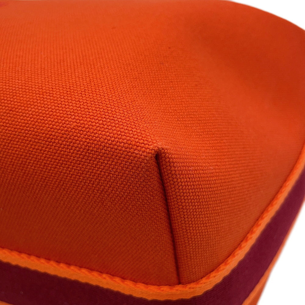 Hermes handbag pouch Bride à Black GM Orange Feu canvas HERMES — Like New