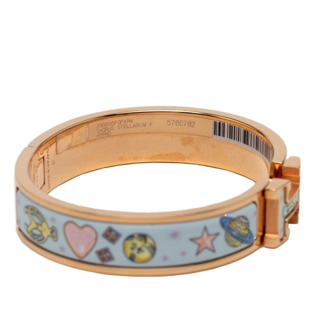 Hermes Hermès Click H PM Chorus Stellarum Bangle Bracelet in Gold, Blue, and Multicolor Plated for Women