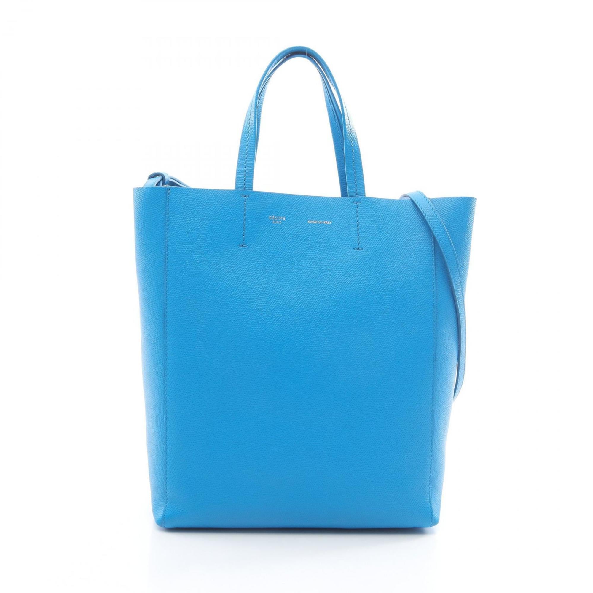 Celine Vertical Small Cabas Tote Bag, Leather, Women's, Blue